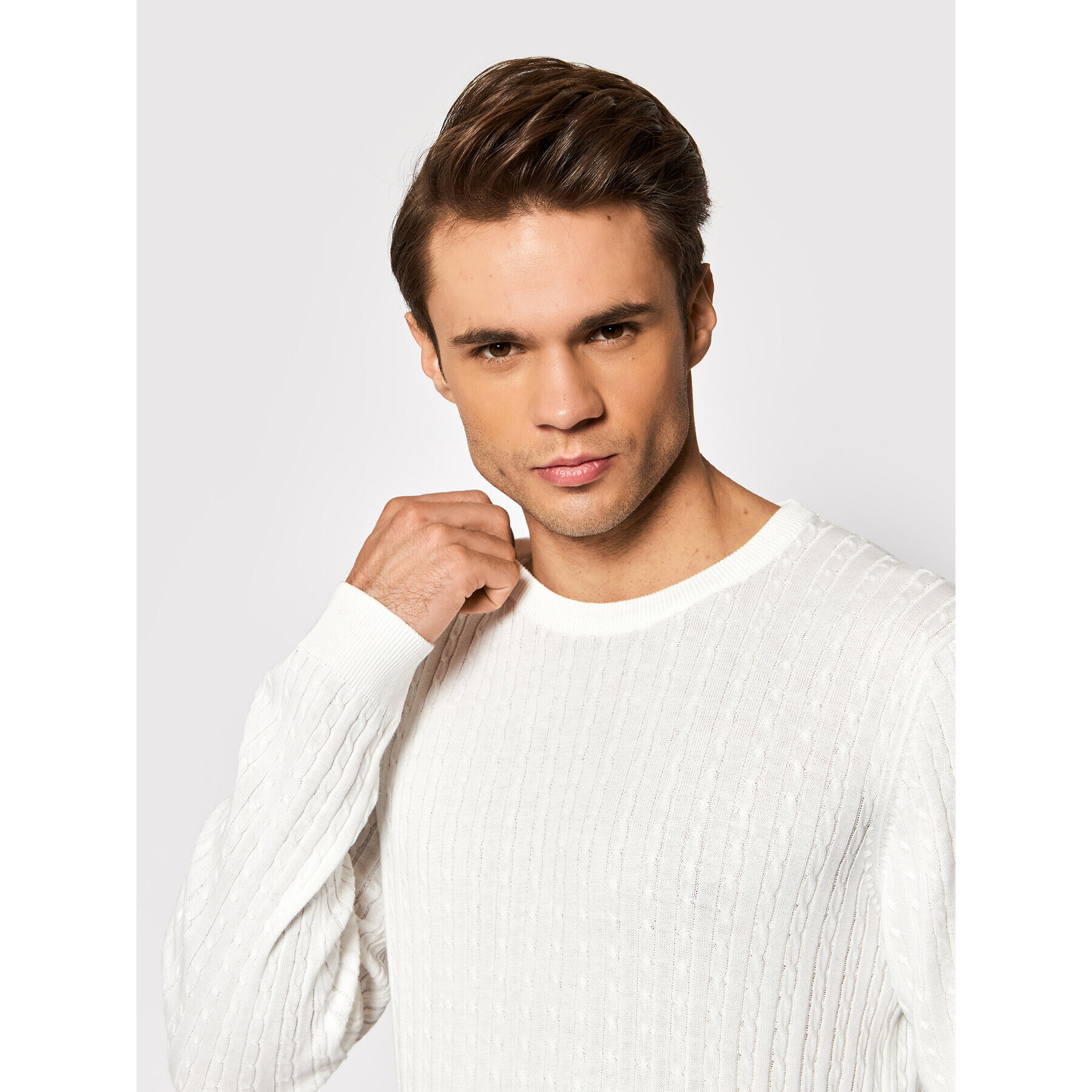 Jack&Jones PREMIUM Svetr Blawinter 12200105 Bílá Regular Fit - Pepit.cz