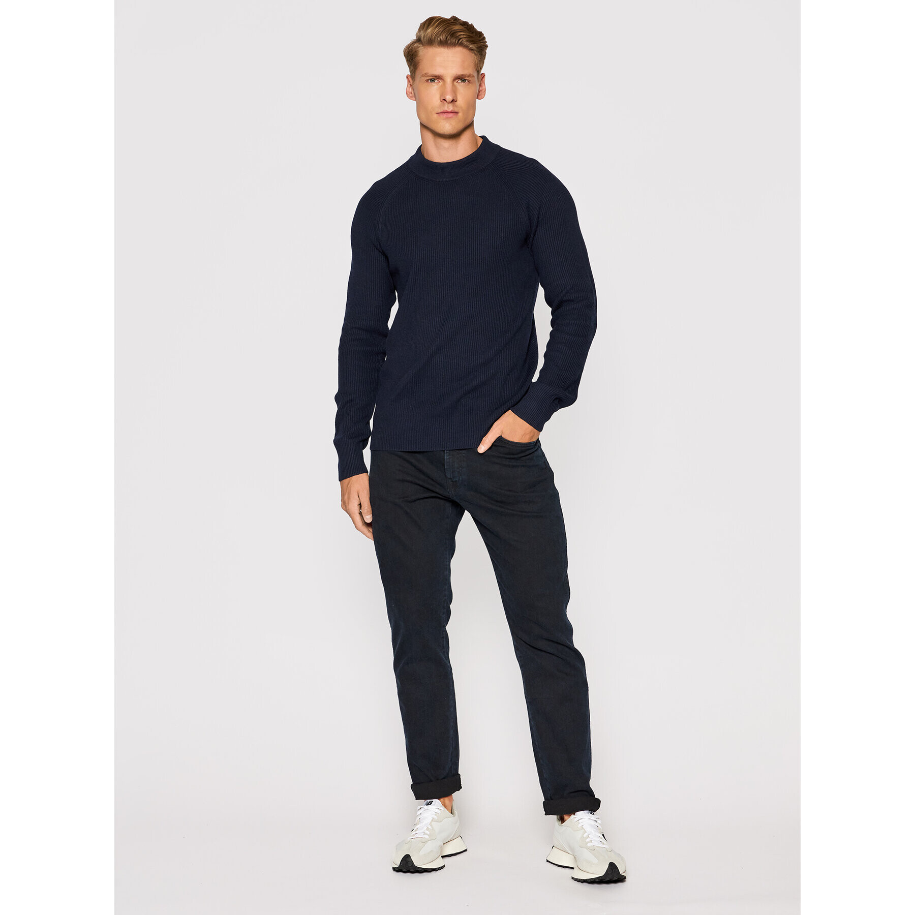 Jack&Jones PREMIUM Svetr Perfect 12193517 Tmavomodrá Regular Fit - Pepit.cz