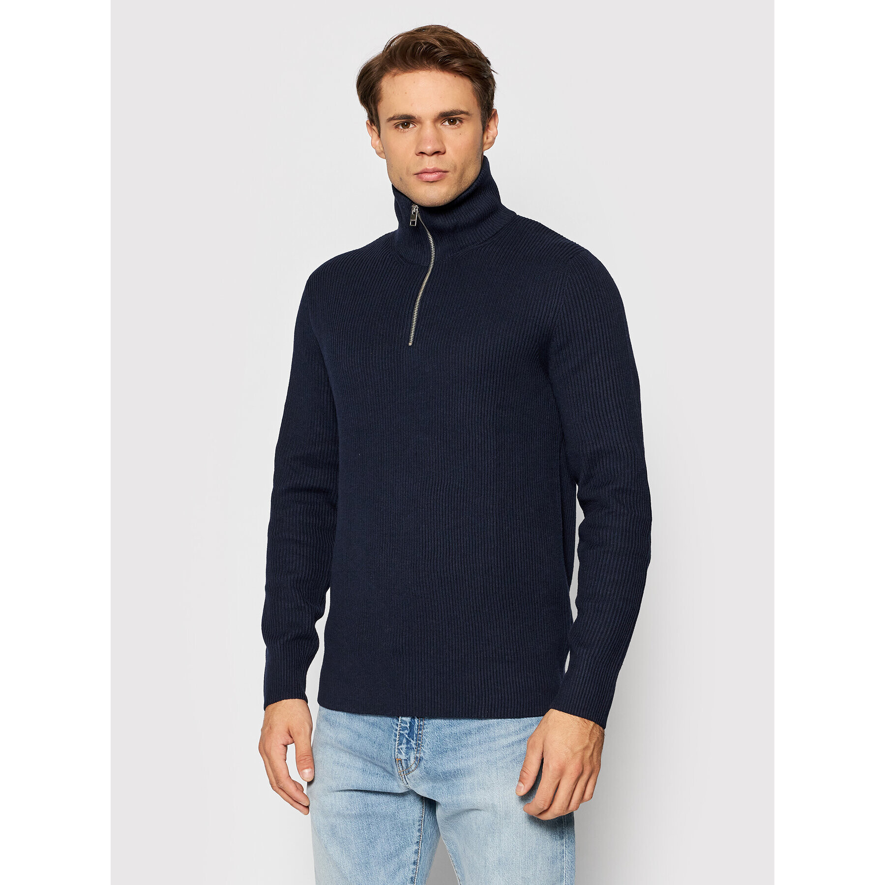 Jack&Jones PREMIUM Svetr Perfect 12193527 Tmavomodrá Regular Fit - Pepit.cz