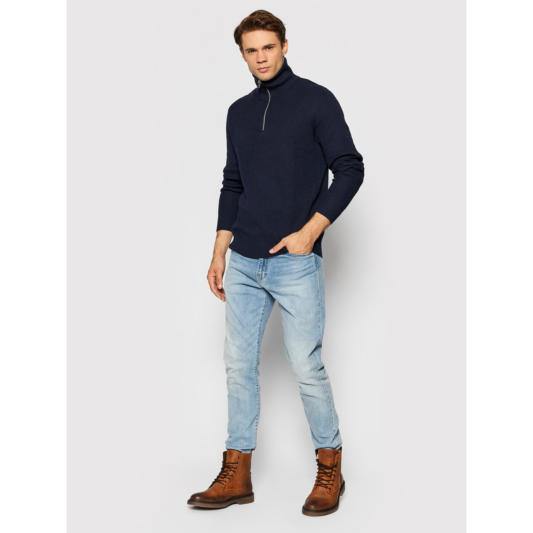 Jack&Jones PREMIUM Svetr Perfect 12193527 Tmavomodrá Regular Fit - Pepit.cz