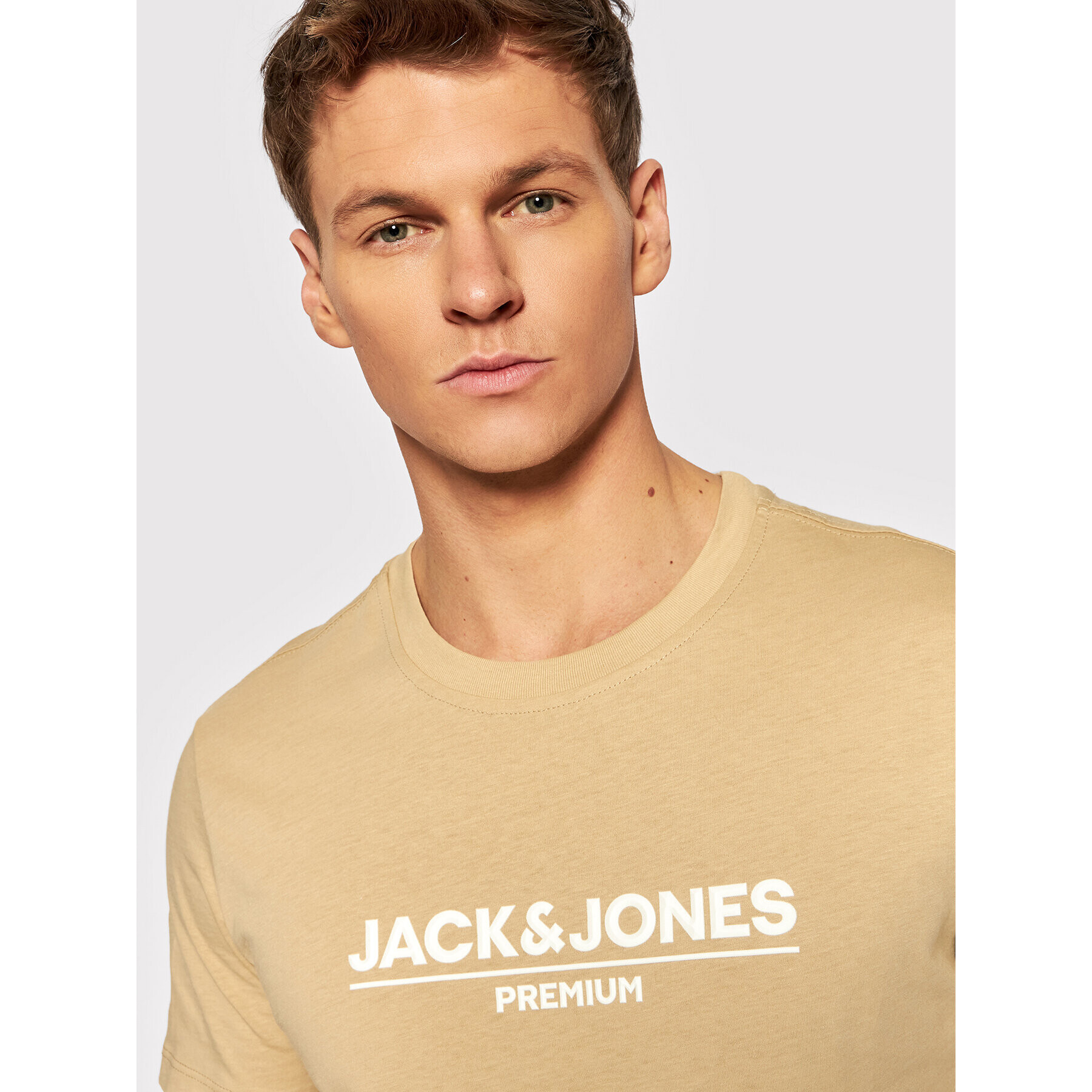 Jack&Jones PREMIUM T-Shirt Branding 12205731 Béžová Regular Fit - Pepit.cz