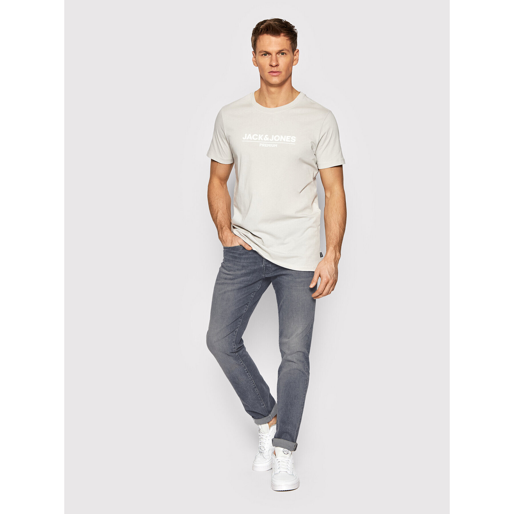 Jack&Jones PREMIUM T-Shirt Branding 12205731 Šedá Regular Fit - Pepit.cz