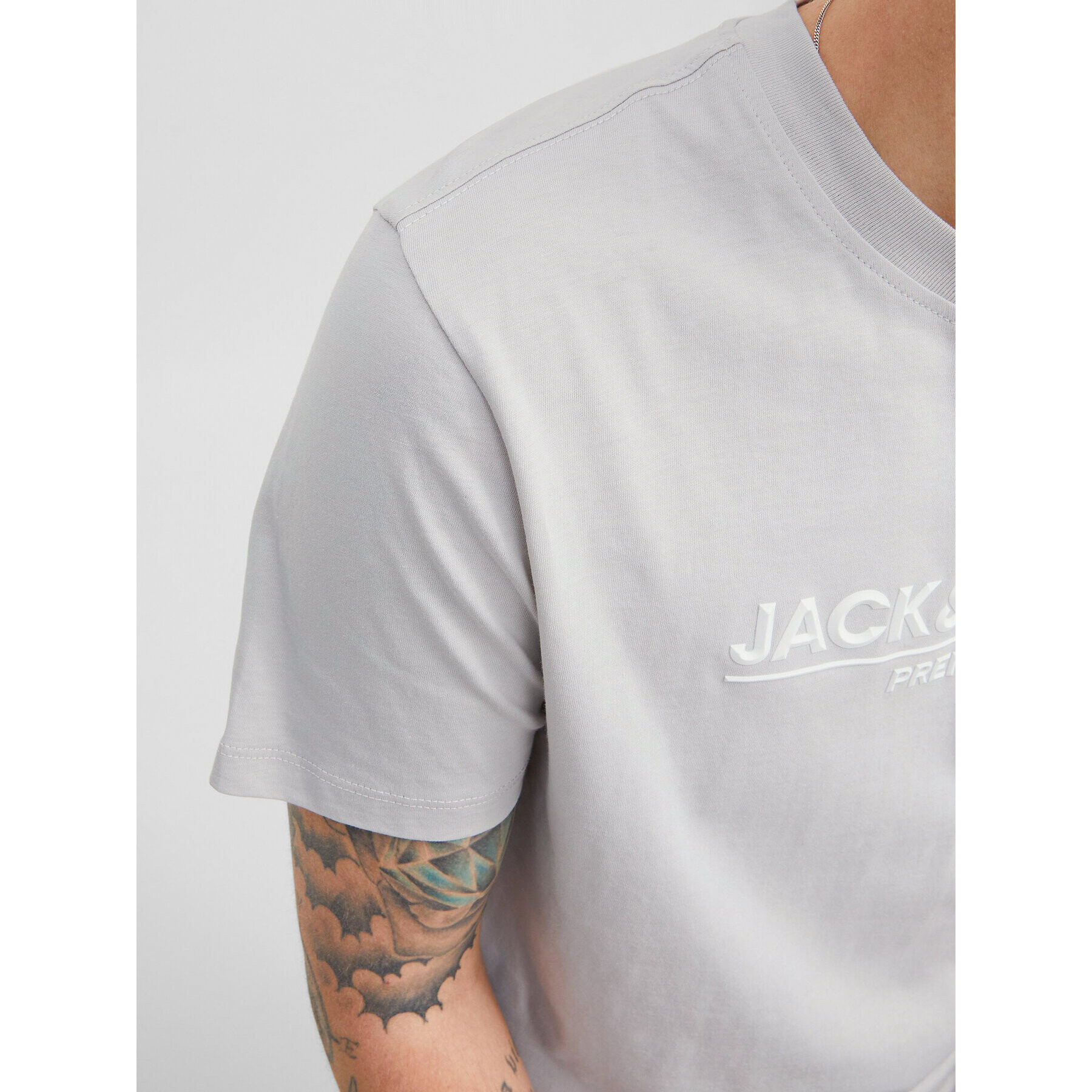 Jack&Jones PREMIUM T-Shirt Branding 12205731 Šedá Regular Fit - Pepit.cz