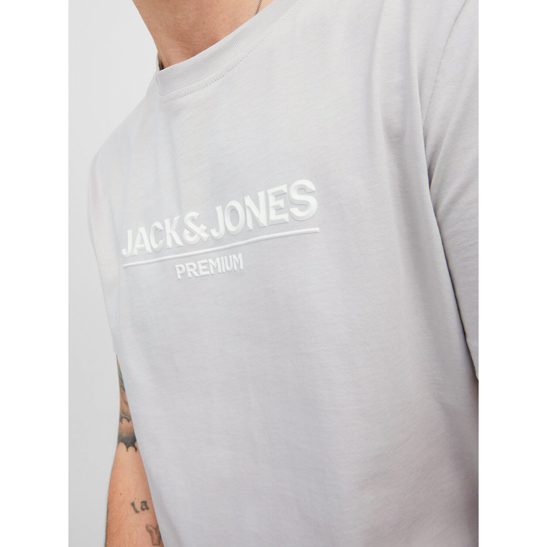 Jack&Jones PREMIUM T-Shirt Branding 12205731 Šedá Regular Fit - Pepit.cz