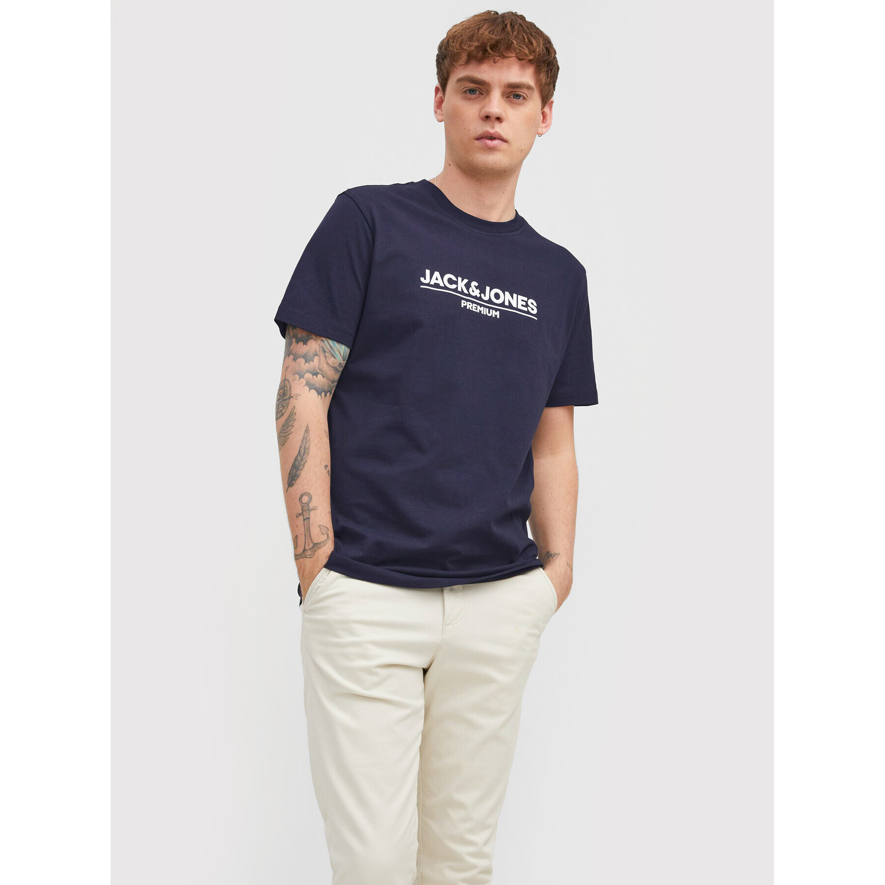 Jack&Jones PREMIUM T-Shirt Branding 12205731 Tmavomodrá Regular Fit - Pepit.cz