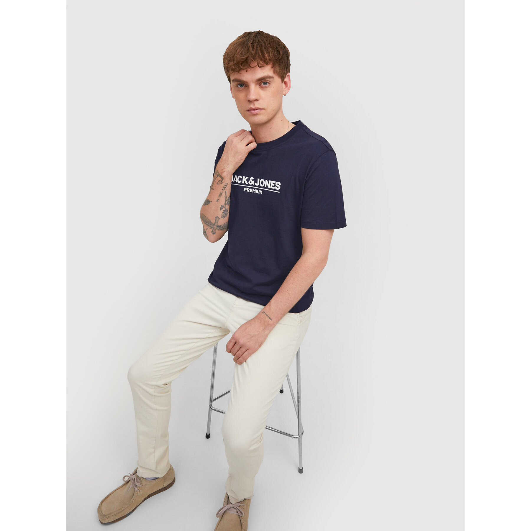 Jack&Jones PREMIUM T-Shirt Branding 12205731 Tmavomodrá Regular Fit - Pepit.cz