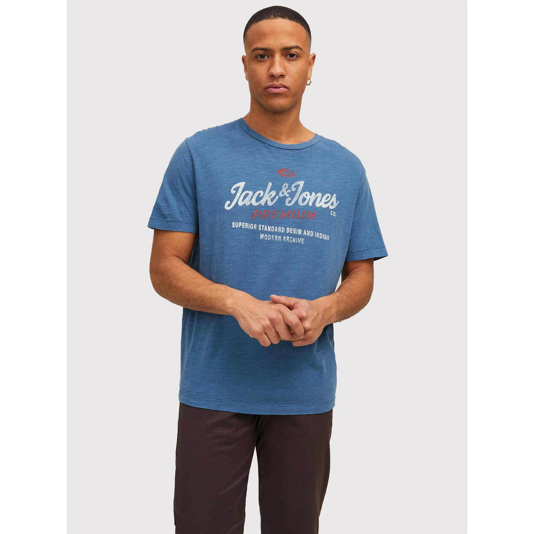 Jack&Jones PREMIUM T-Shirt Carlyle 12211162 Modrá Regular Fit - Pepit.cz