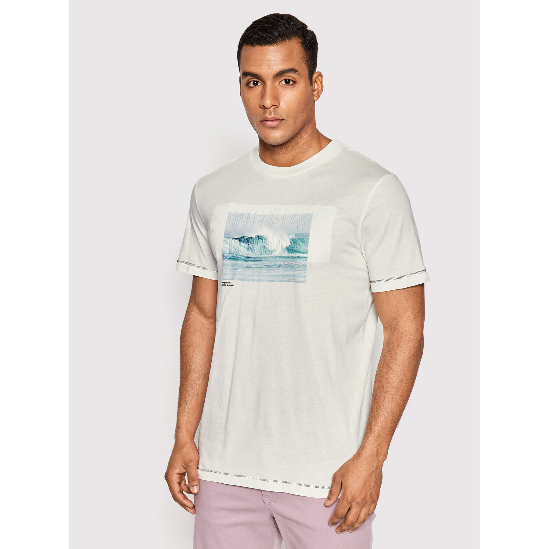 Jack&Jones PREMIUM T-Shirt Hampton 12210871 Bílá Regular Fit - Pepit.cz