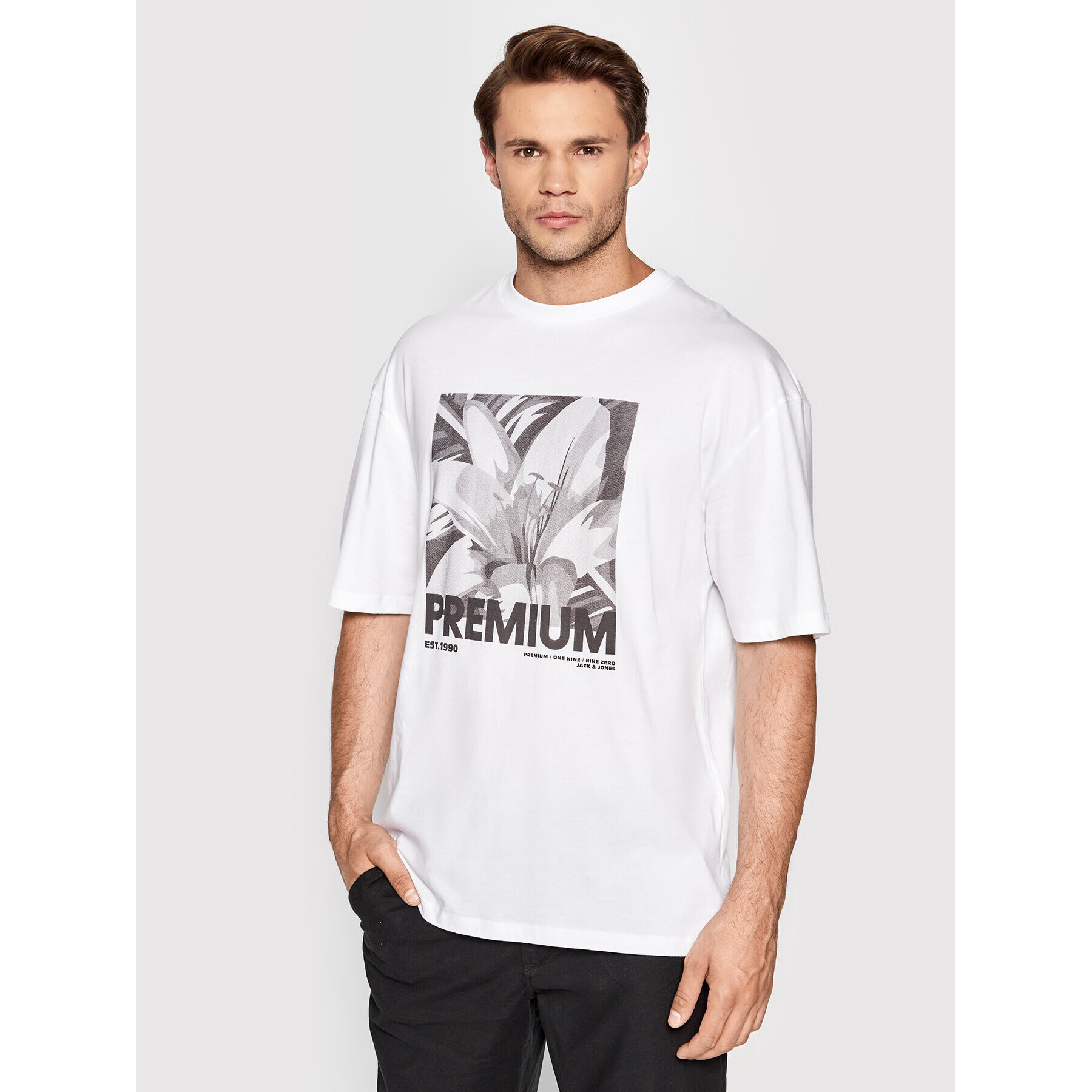 Jack&Jones PREMIUM T-Shirt Harry 12203717 Bílá Boxy Fit - Pepit.cz