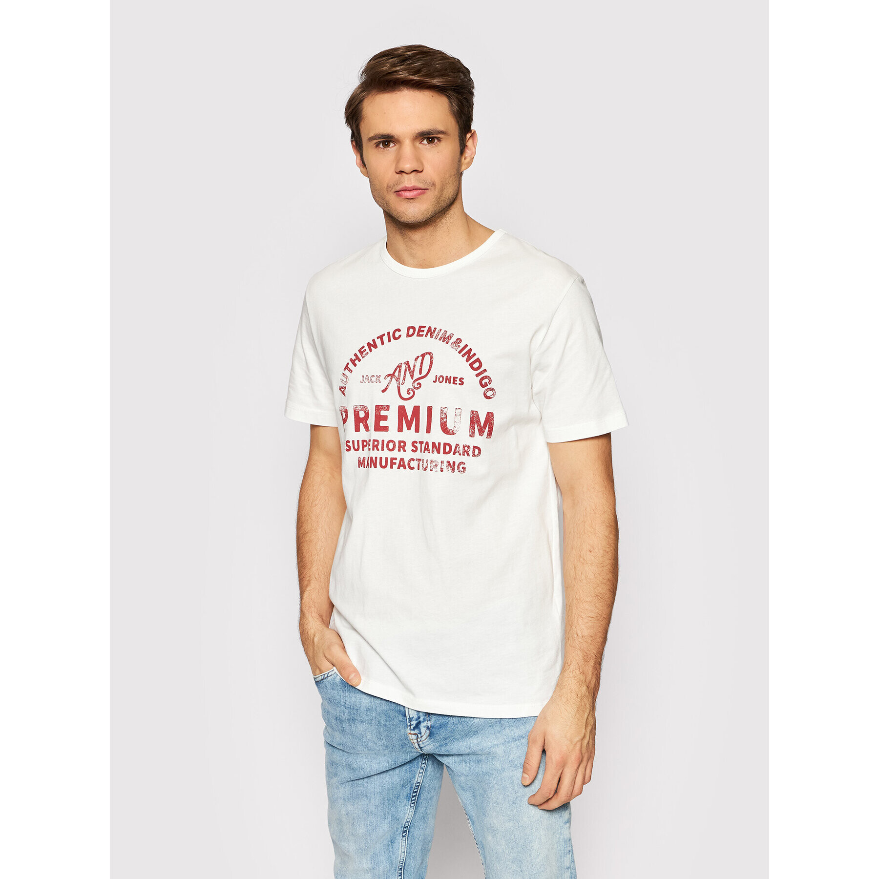 Jack&Jones PREMIUM T-Shirt Jackson 12202394 Bílá Regular Fit - Pepit.cz