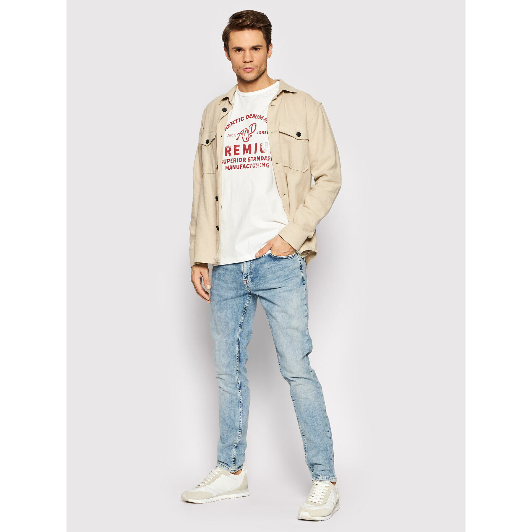 Jack&Jones PREMIUM T-Shirt Jackson 12202394 Bílá Regular Fit - Pepit.cz