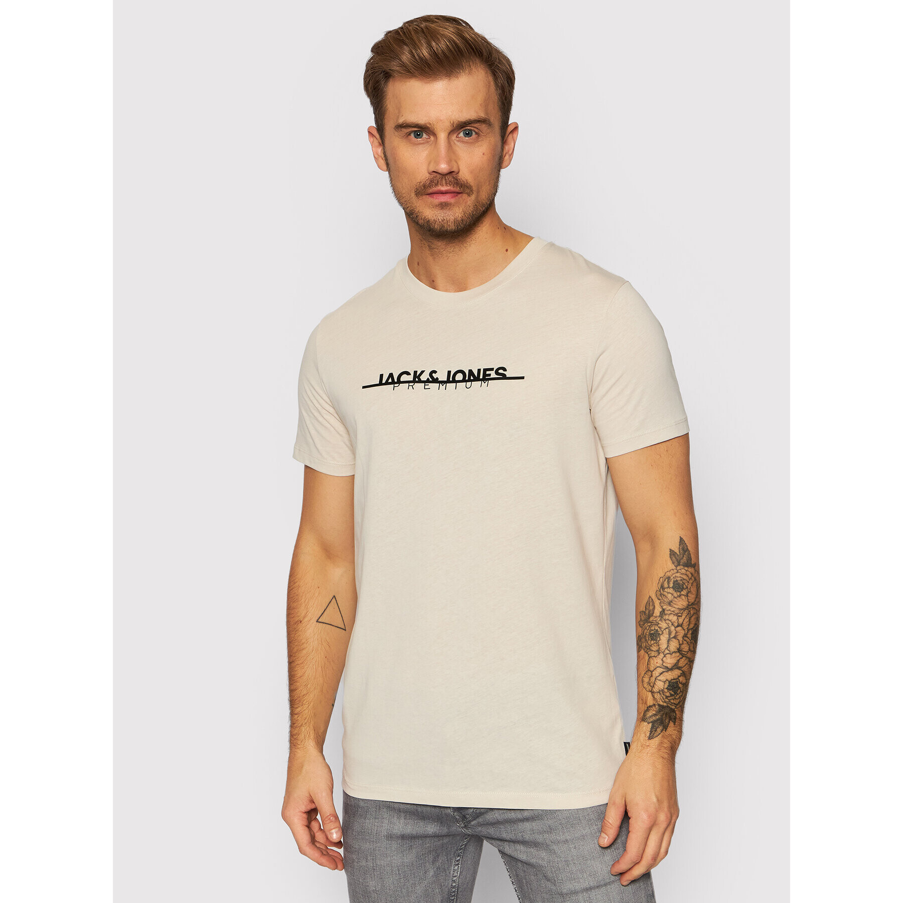 Jack&Jones PREMIUM T-Shirt Logo 12197600 Béžová Regular Fit - Pepit.cz