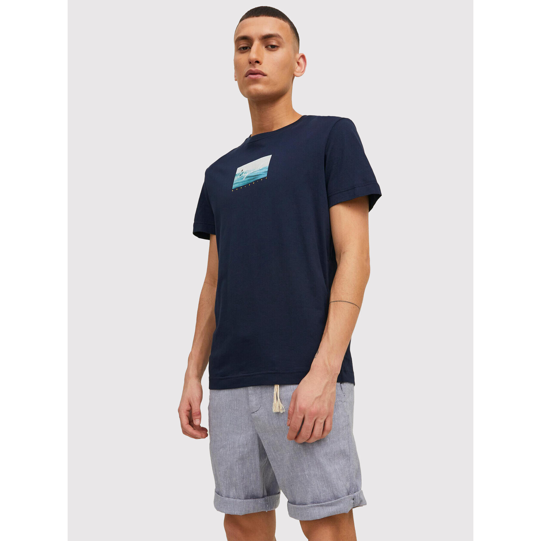 Jack&Jones PREMIUM T-Shirt Maibu 12210124 Tmavomodrá Regular Fit - Pepit.cz