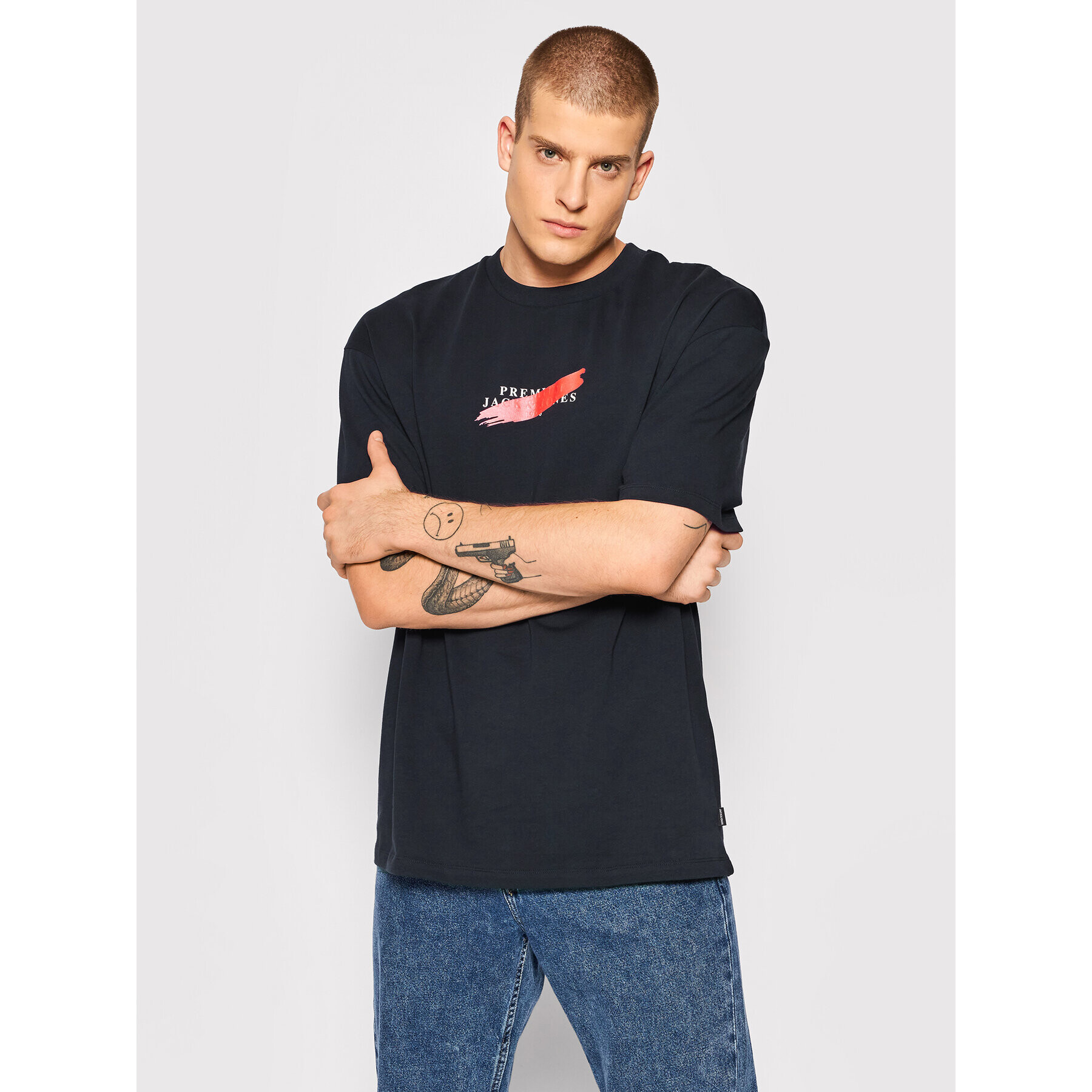 Jack&Jones PREMIUM T-Shirt Pond 12198357 Tmavomodrá Relaxed Fit - Pepit.cz