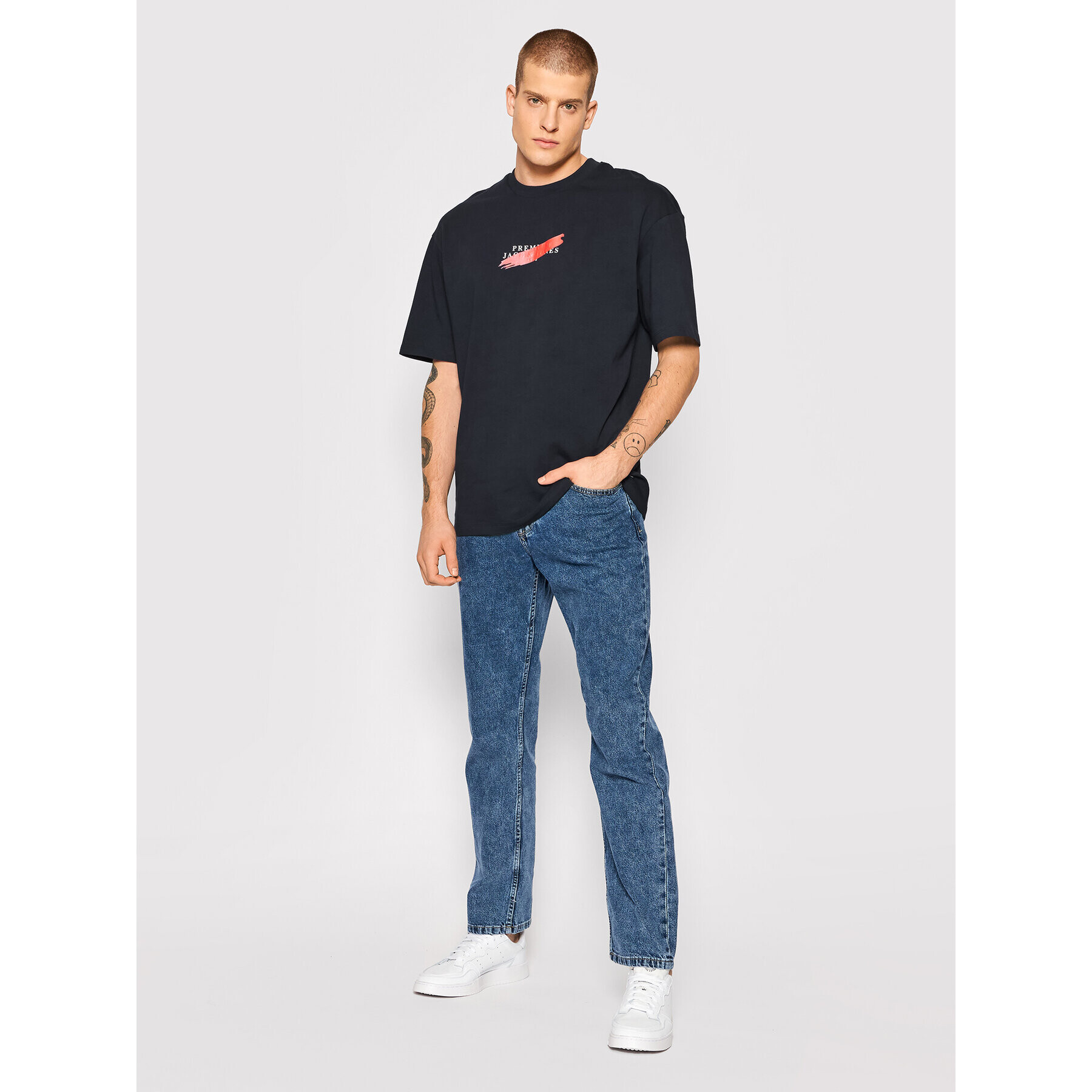 Jack&Jones PREMIUM T-Shirt Pond 12198357 Tmavomodrá Relaxed Fit - Pepit.cz