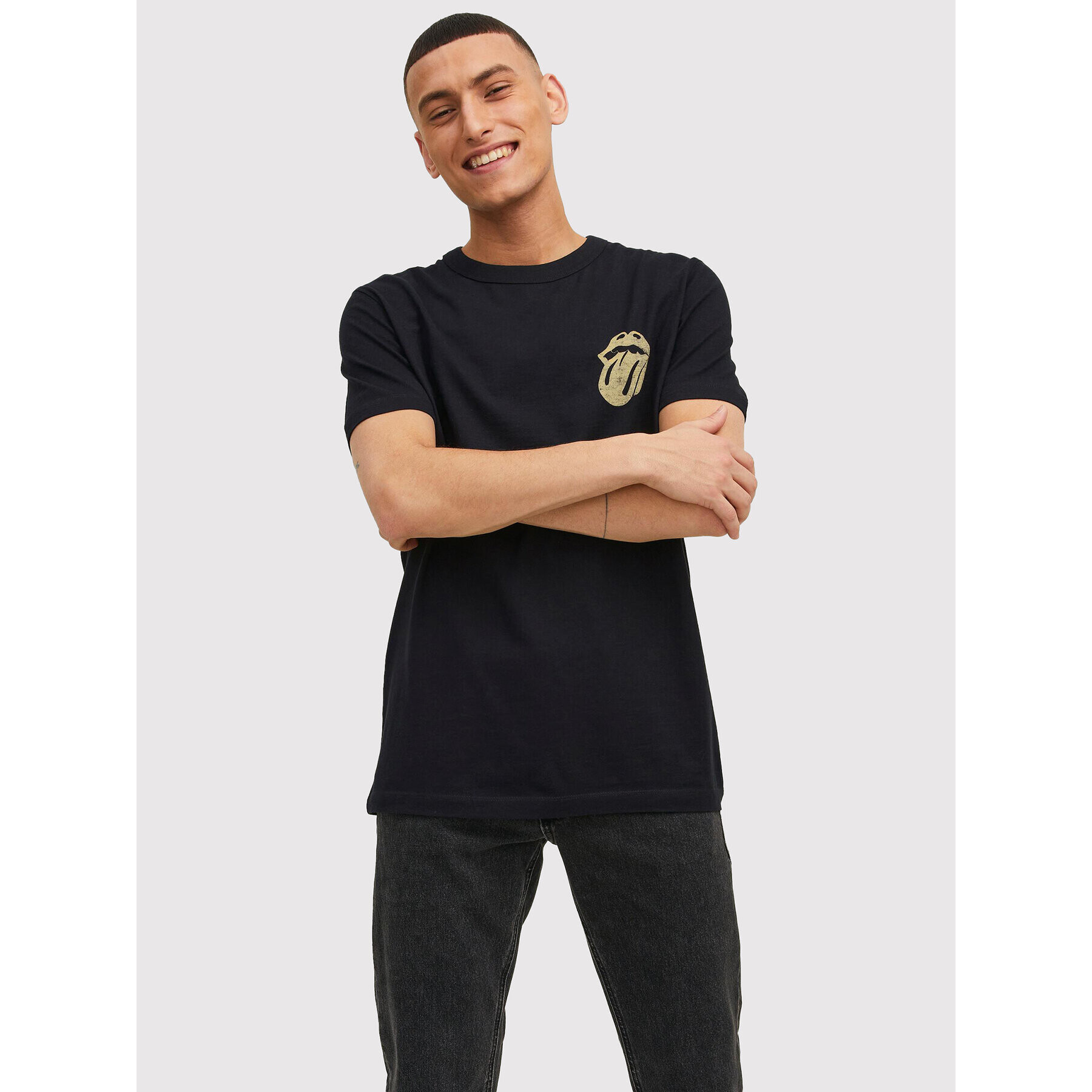 Jack&Jones PREMIUM T-Shirt Rolls 12211095 Černá Regular Fit - Pepit.cz