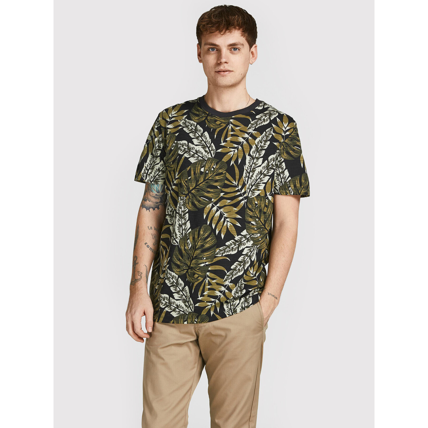 Jack&Jones PREMIUM T-Shirt Tropic 12203764 Zelená Regular Fit - Pepit.cz