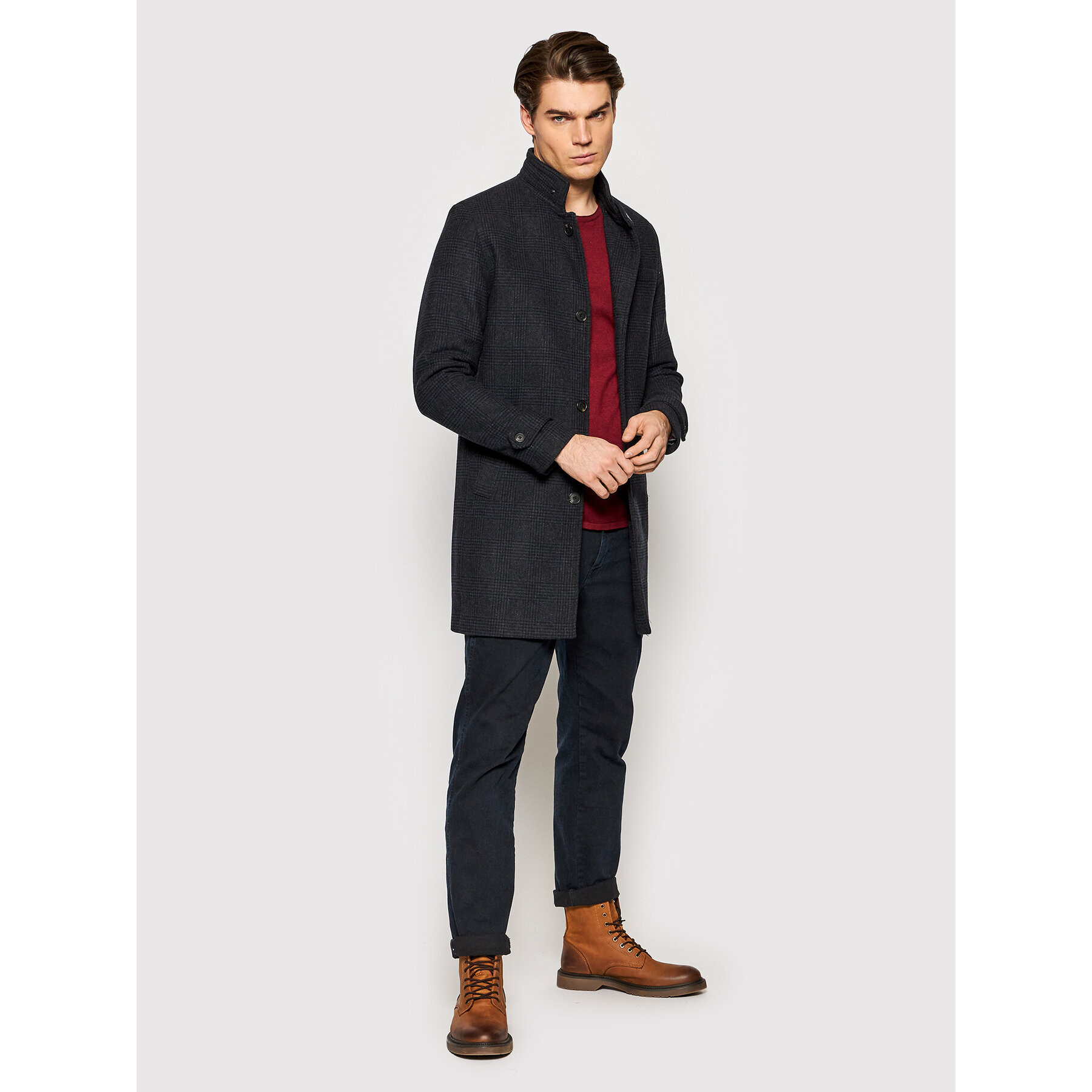 Jack&Jones PREMIUM Vlněný kabát Blamelton 12177644 Šedá Regular Fit - Pepit.cz