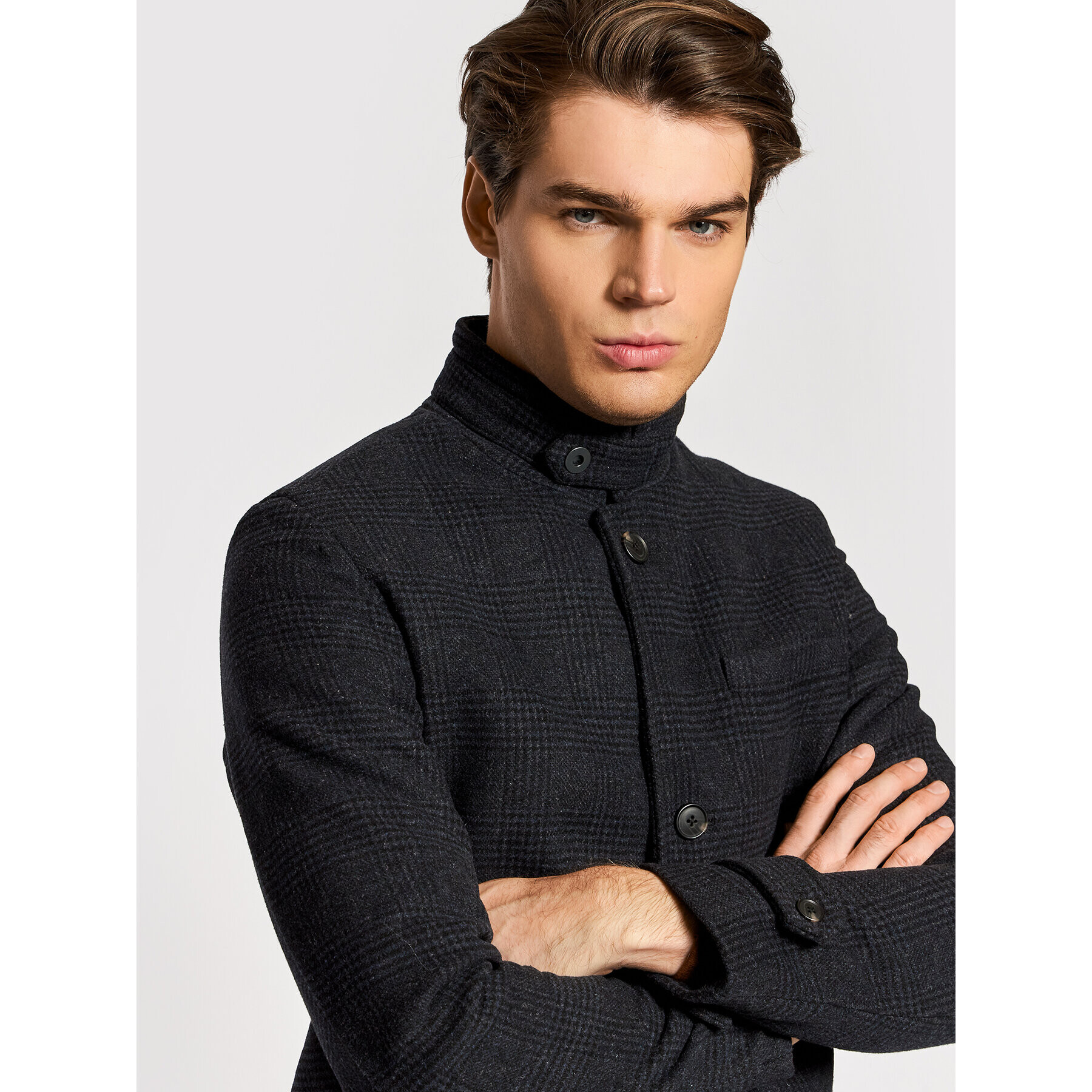 Jack&Jones PREMIUM Vlněný kabát Blamelton 12177644 Šedá Regular Fit - Pepit.cz