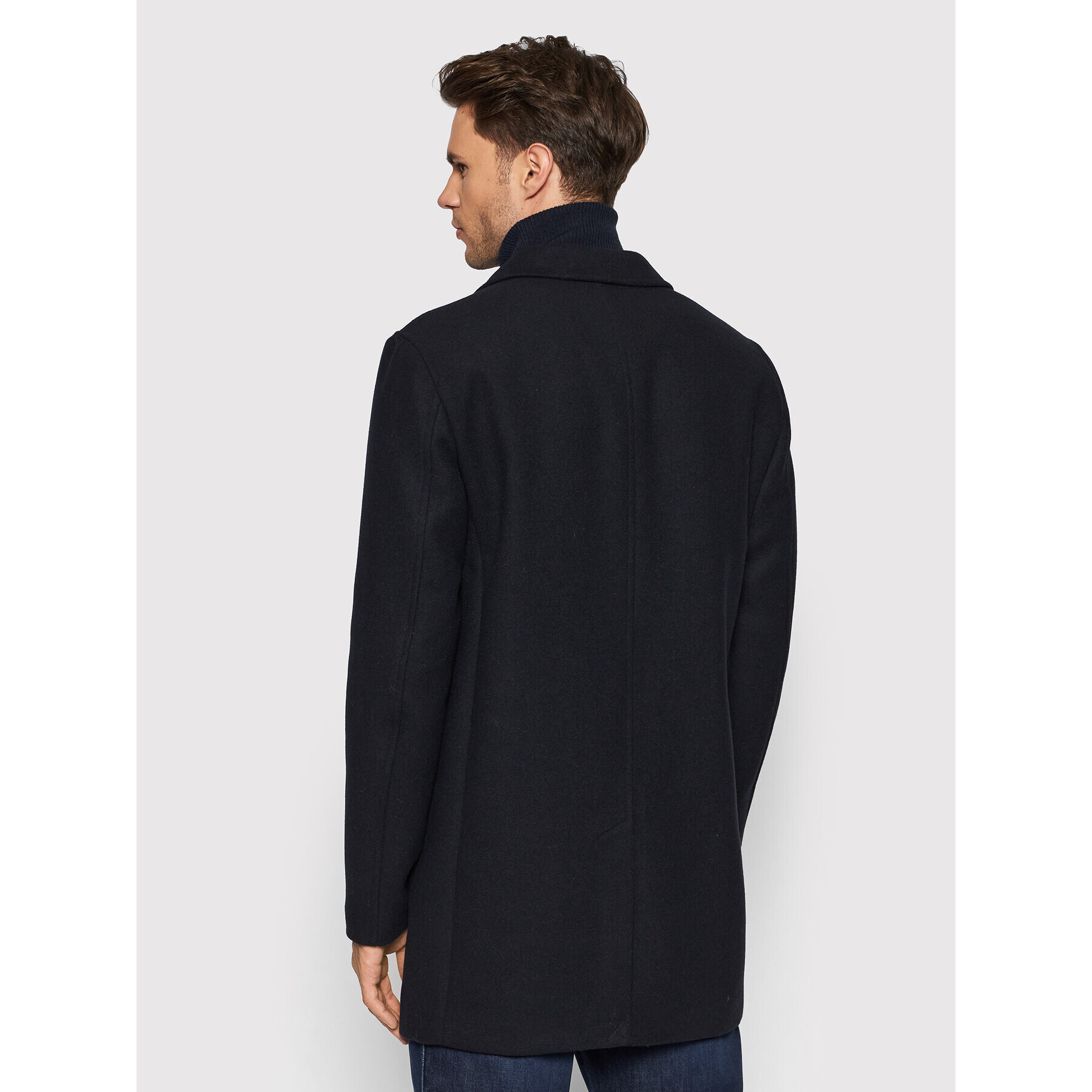 Jack&Jones PREMIUM Vlněný kabát Blumoulder 12192043 Tmavomodrá Relaxed Fit - Pepit.cz