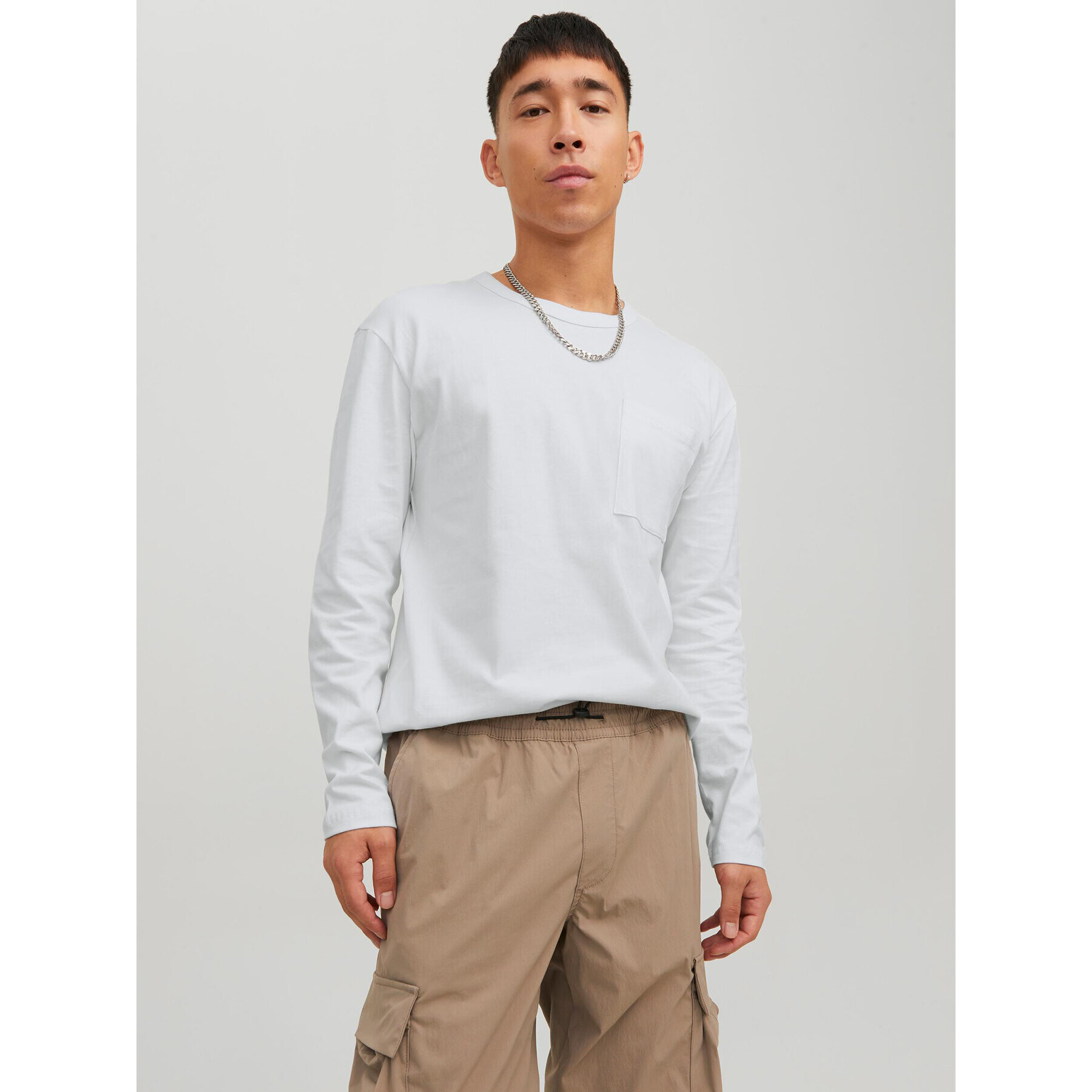 Jack&Jones S dlouhým rukávem Classic 12227674 Bílá Relaxed Fit - Pepit.cz