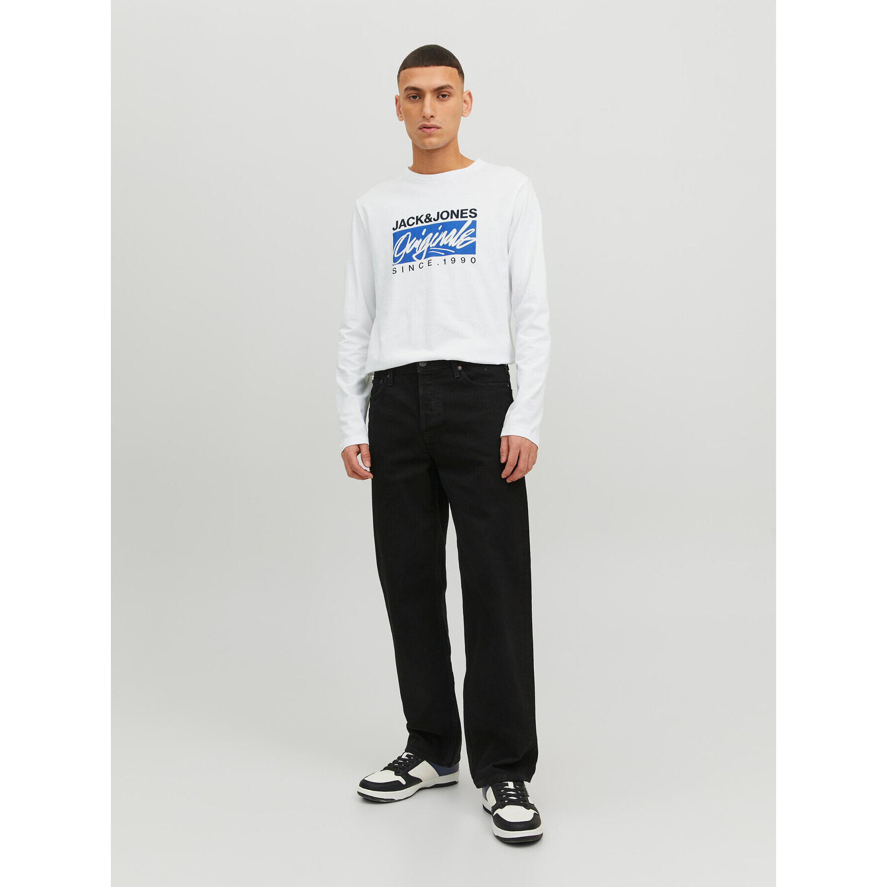 Jack&Jones S dlouhým rukávem Races 12232650 Bílá Standard Fit - Pepit.cz