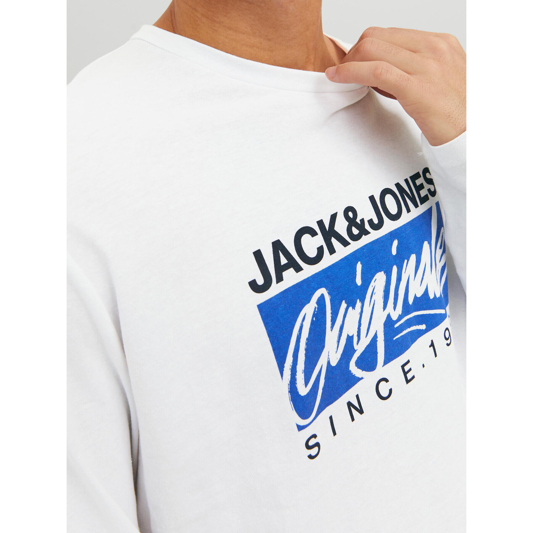 Jack&Jones S dlouhým rukávem Races 12232650 Bílá Standard Fit - Pepit.cz