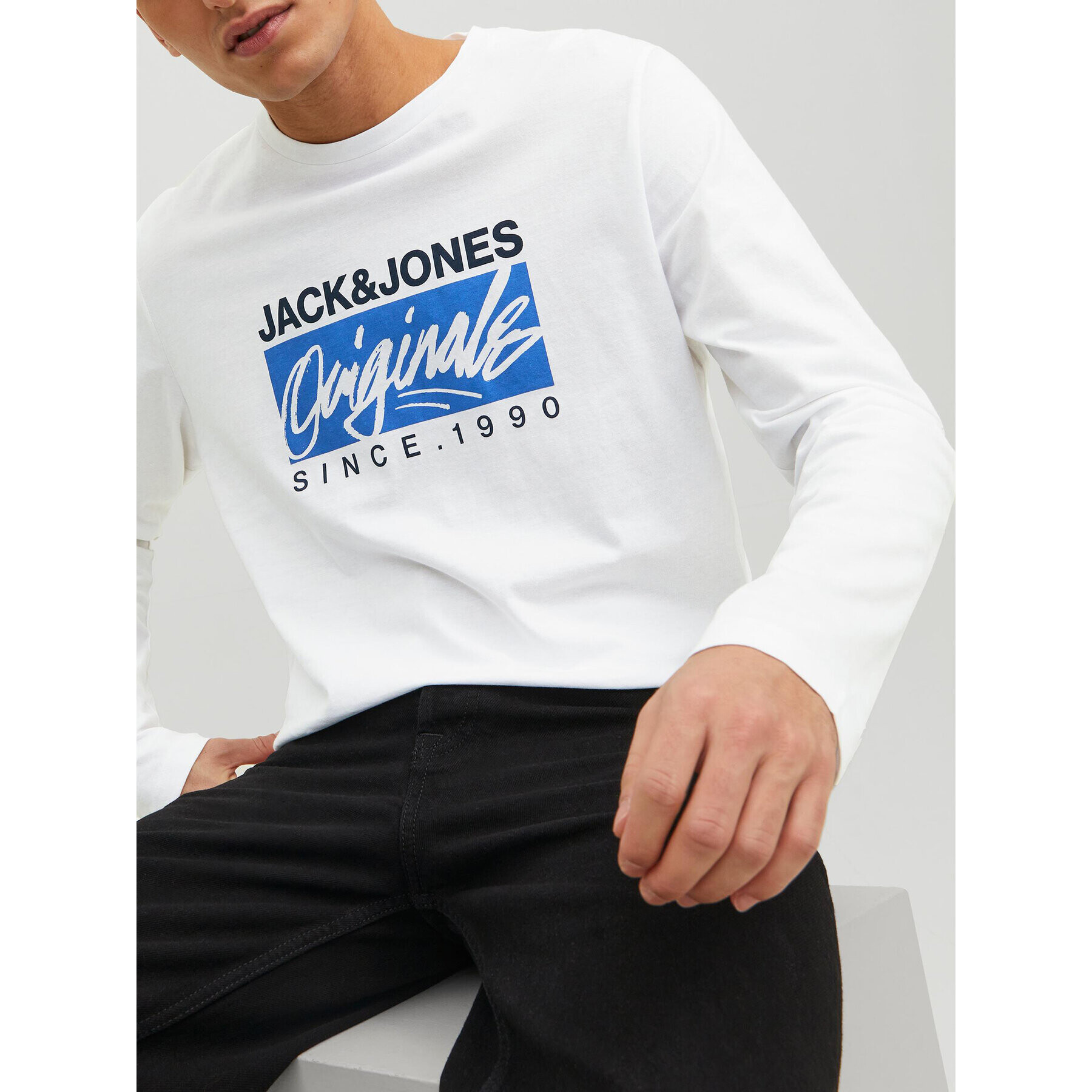 Jack&Jones S dlouhým rukávem Races 12232650 Bílá Standard Fit - Pepit.cz