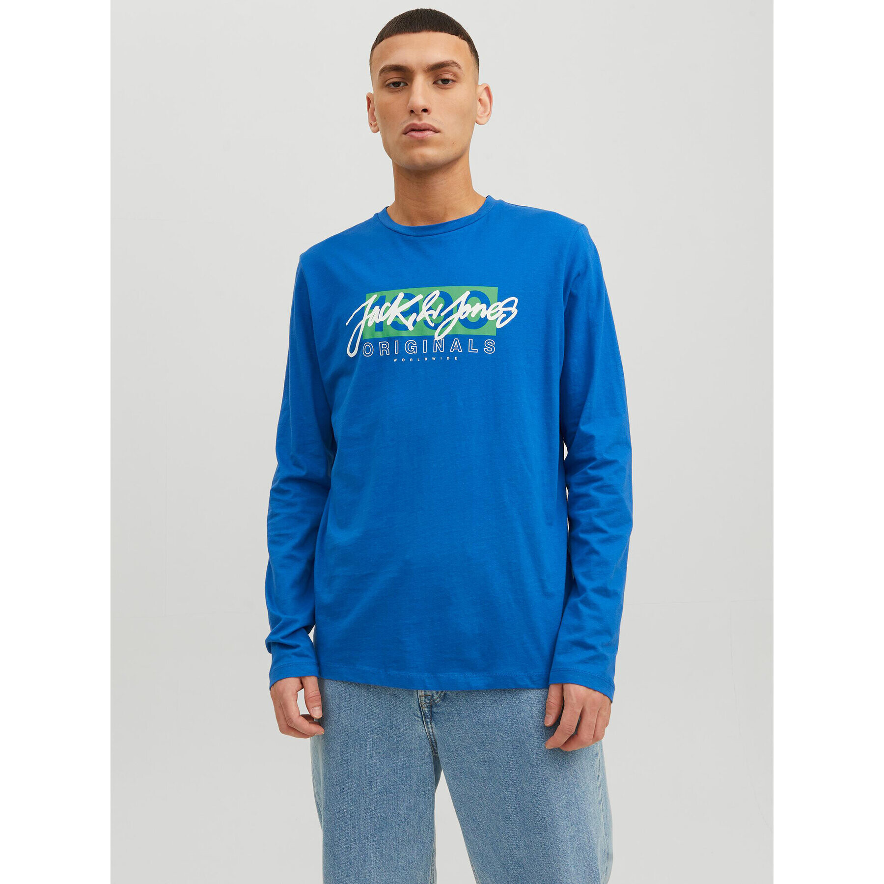 Jack&Jones S dlouhým rukávem Races 12232650 Modrá Standard Fit - Pepit.cz