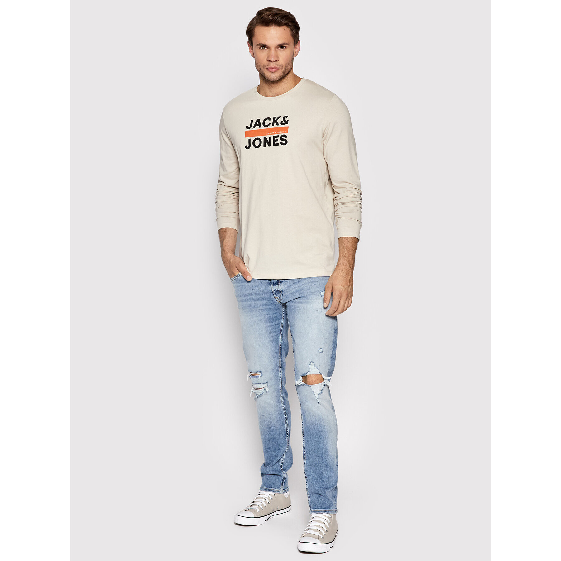 Jack&Jones S dlouhým rukávem Dan 12213768 Béžová Relaxed Fit - Pepit.cz