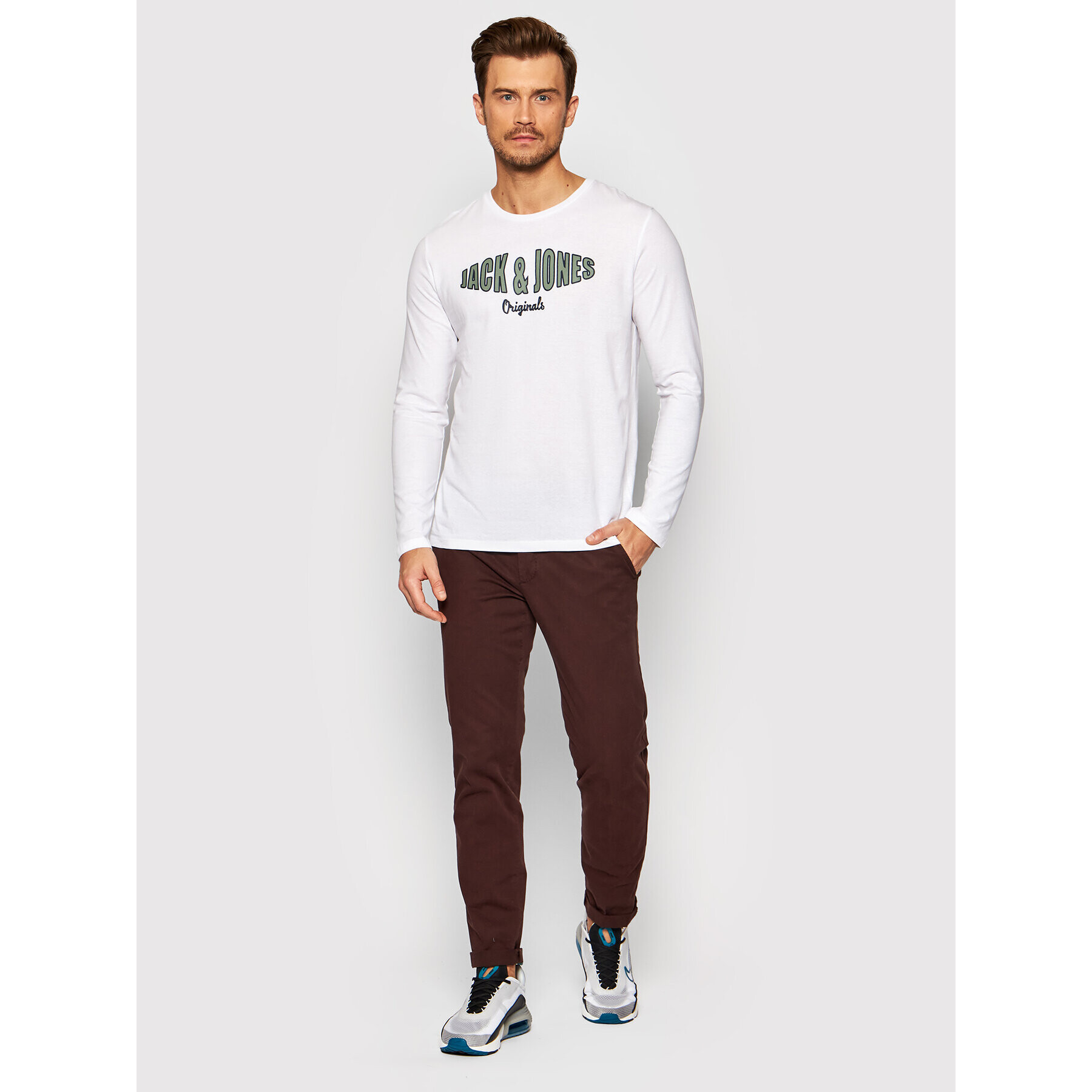 Jack&Jones S dlouhým rukávem Olive 12196533 Bílá Standard Fit - Pepit.cz