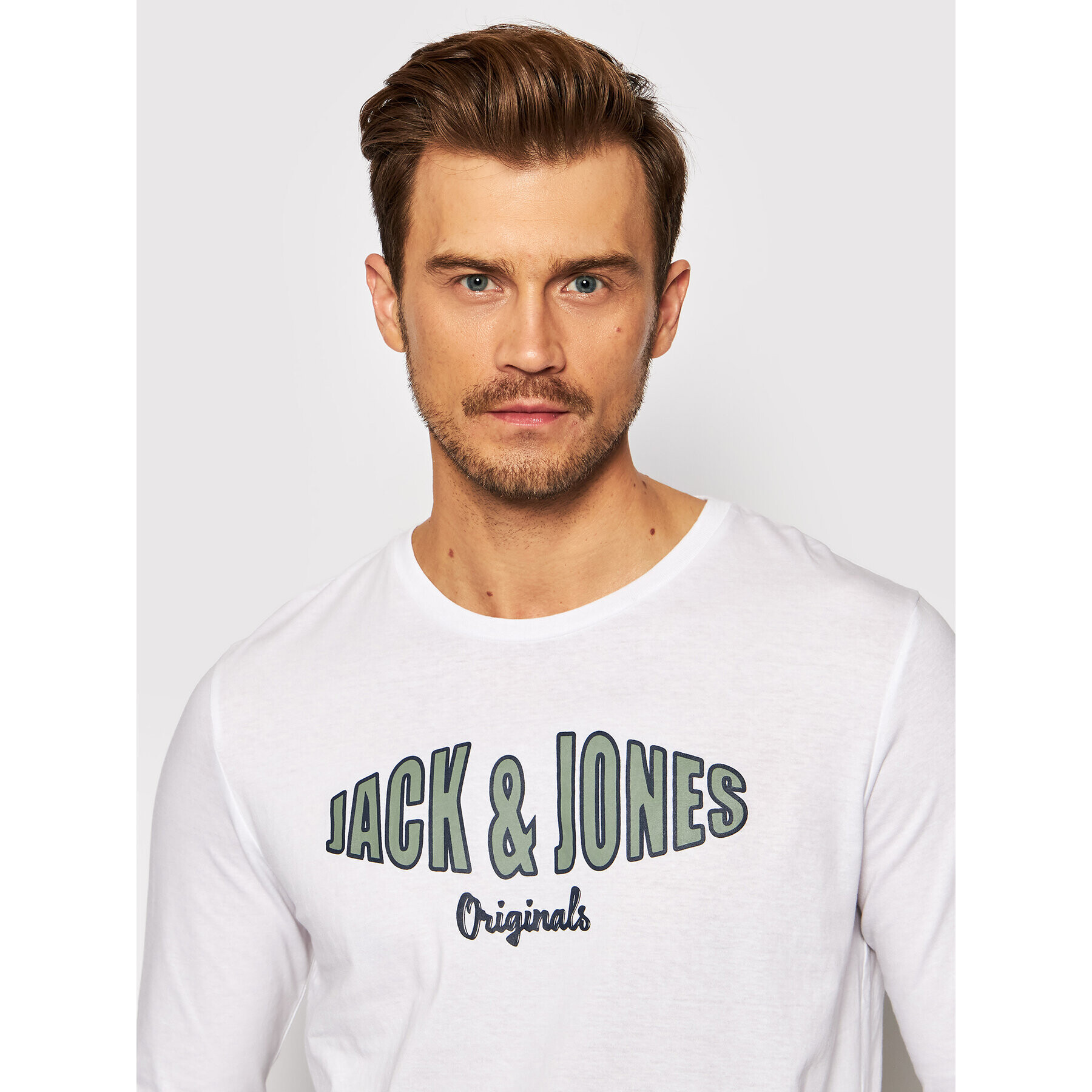 Jack&Jones S dlouhým rukávem Olive 12196533 Bílá Standard Fit - Pepit.cz