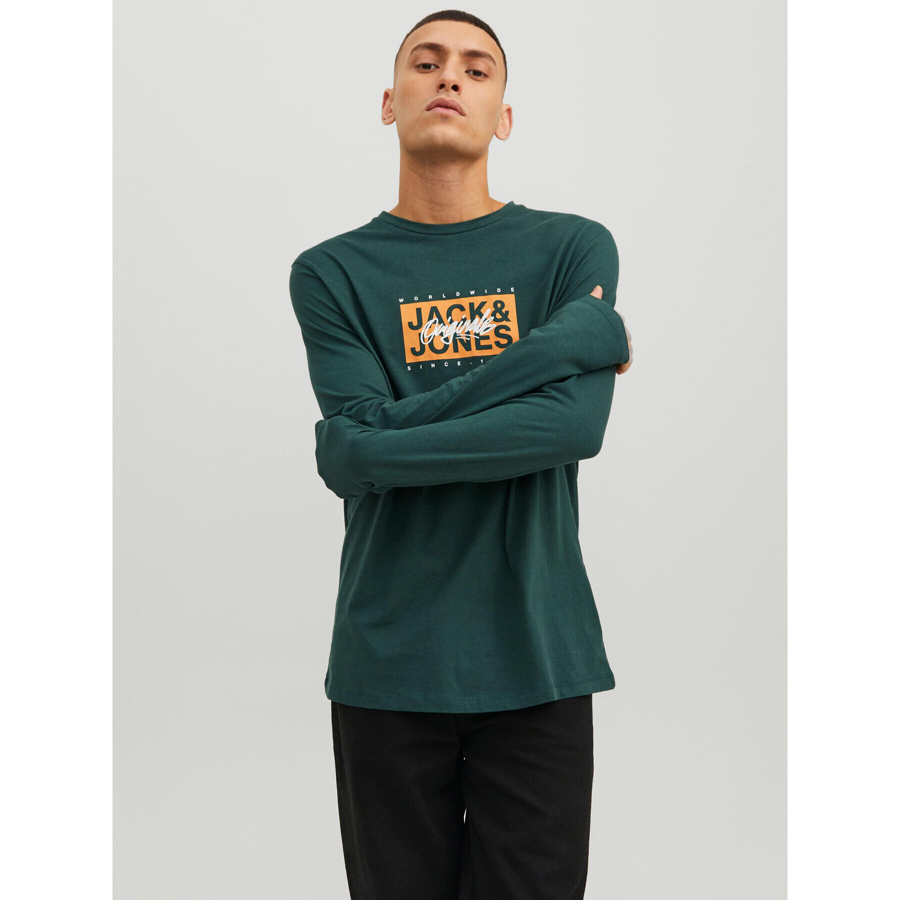 Jack&Jones S dlouhým rukávem Races 12232650 Zelená Standard Fit - Pepit.cz