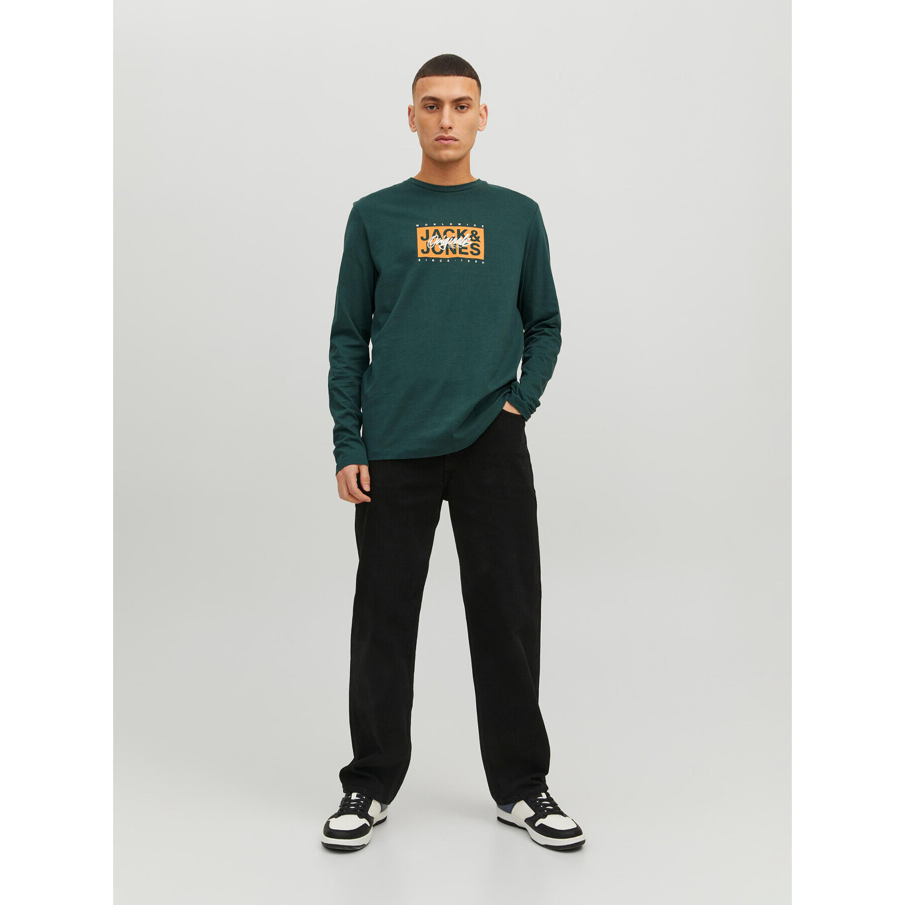 Jack&Jones S dlouhým rukávem Races 12232650 Zelená Standard Fit - Pepit.cz