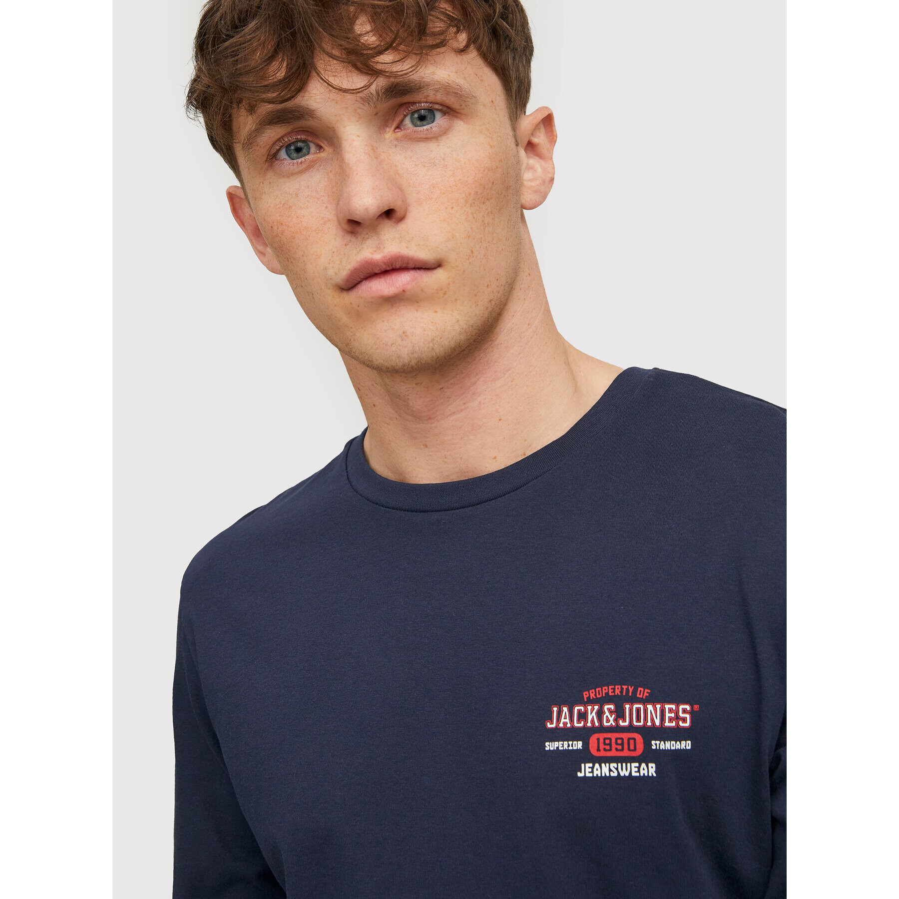 Jack&Jones S dlouhým rukávem Stamp 12211357 Tmavomodrá Regular Fit - Pepit.cz