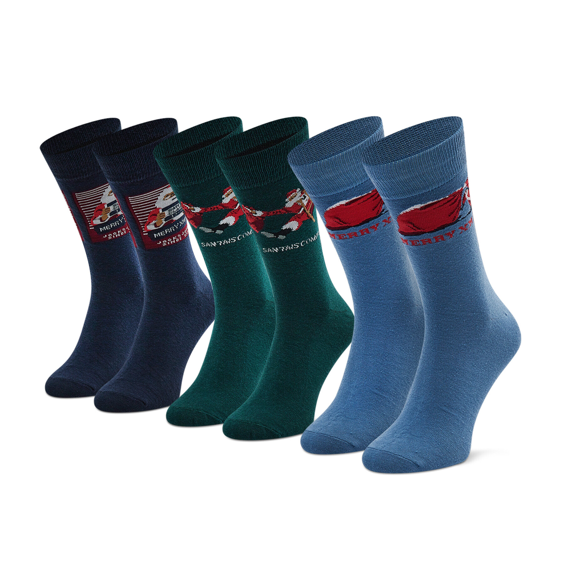 Jack&Jones Sada 3 párů pánských vysokých ponožek Jacsanta Claus Sock Giftbox 12198046 Černá - Pepit.cz