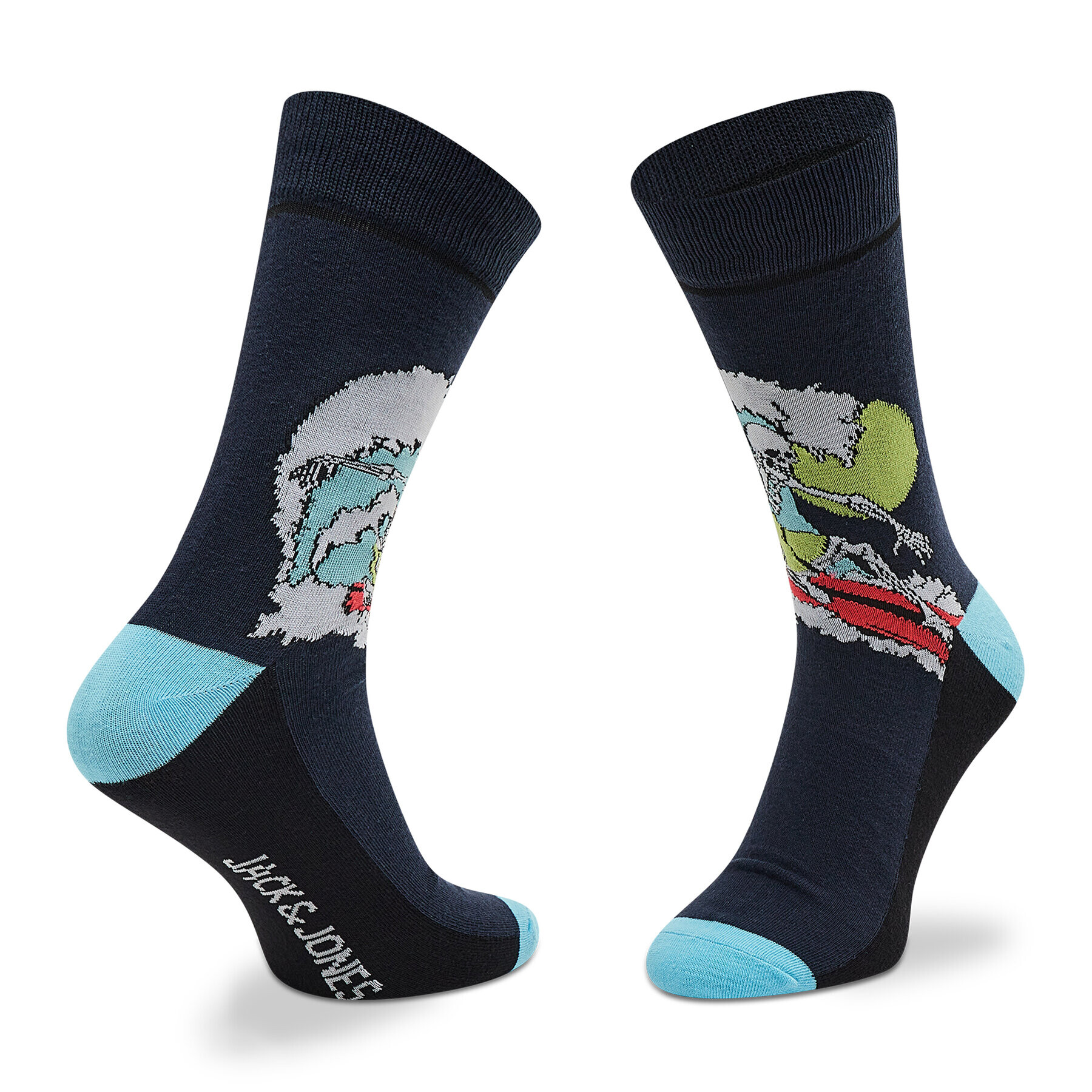 Jack&Jones Sada 5 párů pánských vysokých ponožek Jacwave Skull Sock 12205322 r.OS Tmavomodrá - Pepit.cz