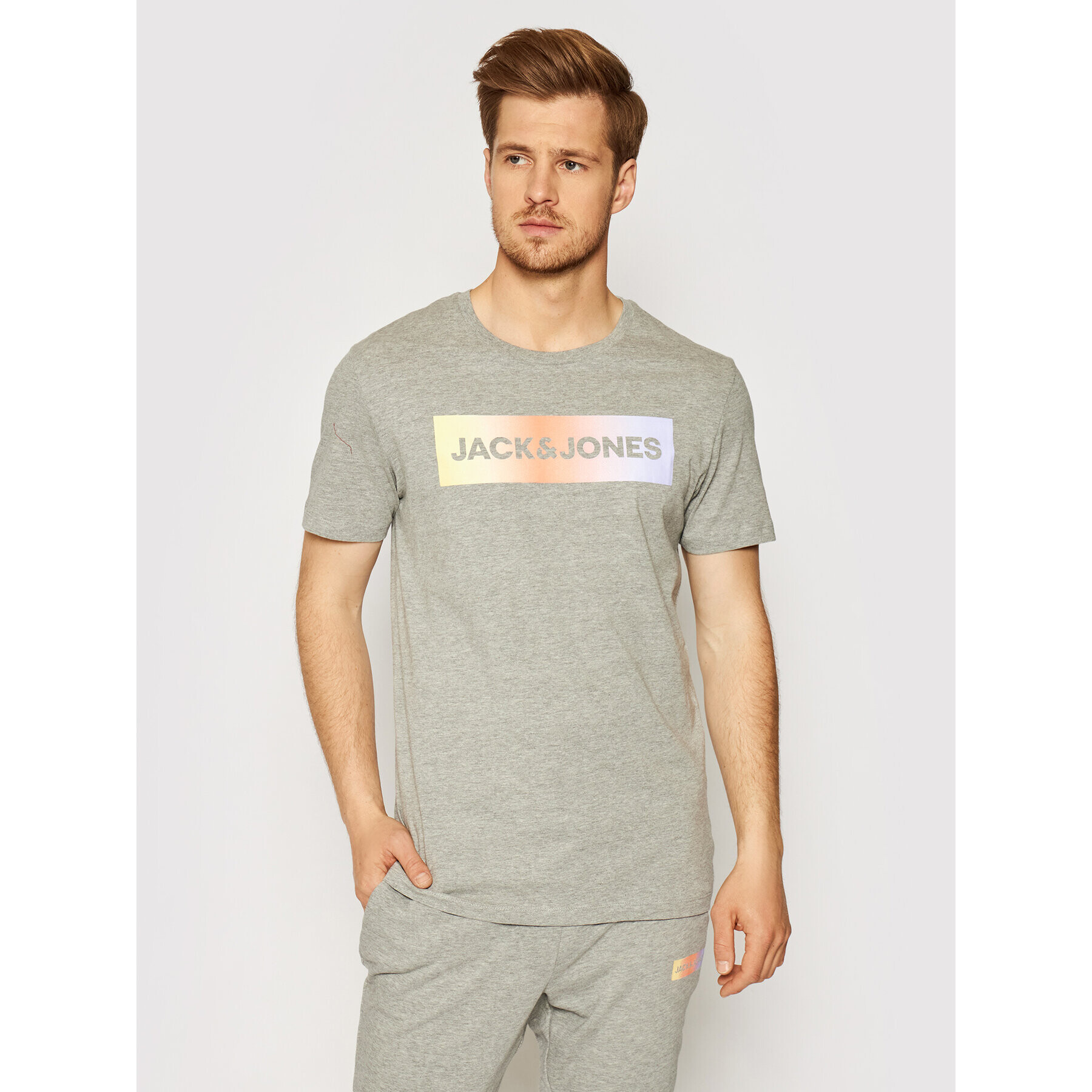 Jack&Jones Sada tričko a kalhoty Jacbrad 12192766 Šedá Regular Fit - Pepit.cz