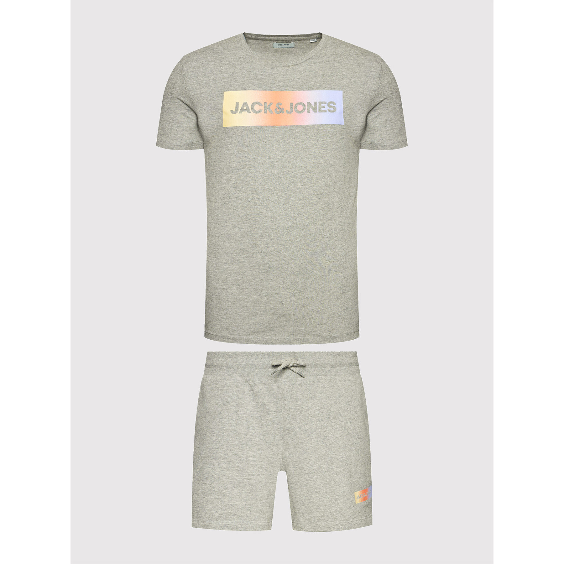 Jack&Jones Sada tričko a sportovní šortky Jacbrad 12192767 Šedá Regular Fit - Pepit.cz