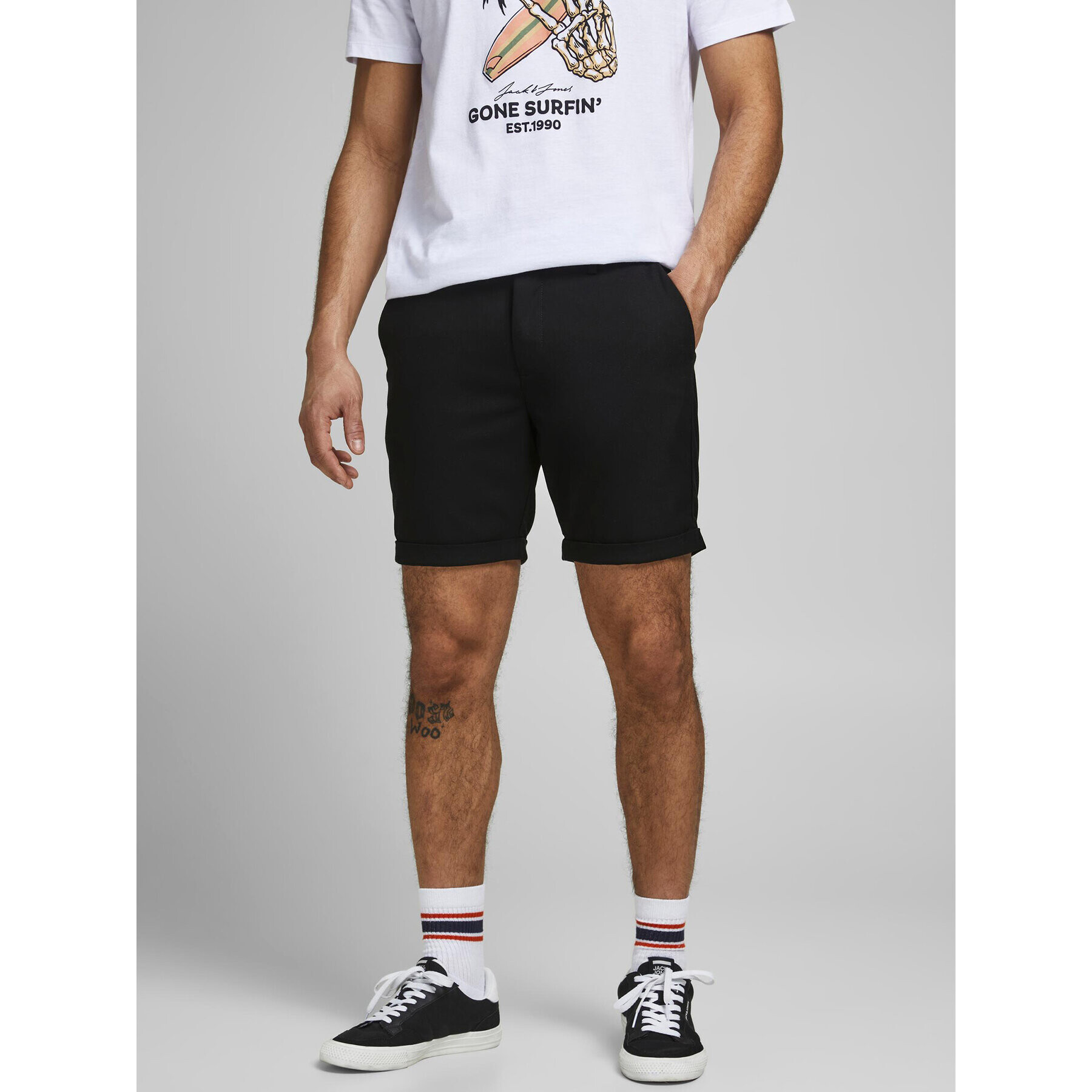 Jack&Jones Šortky z materiálu Connor 12186937 Černá Regular Fit - Pepit.cz