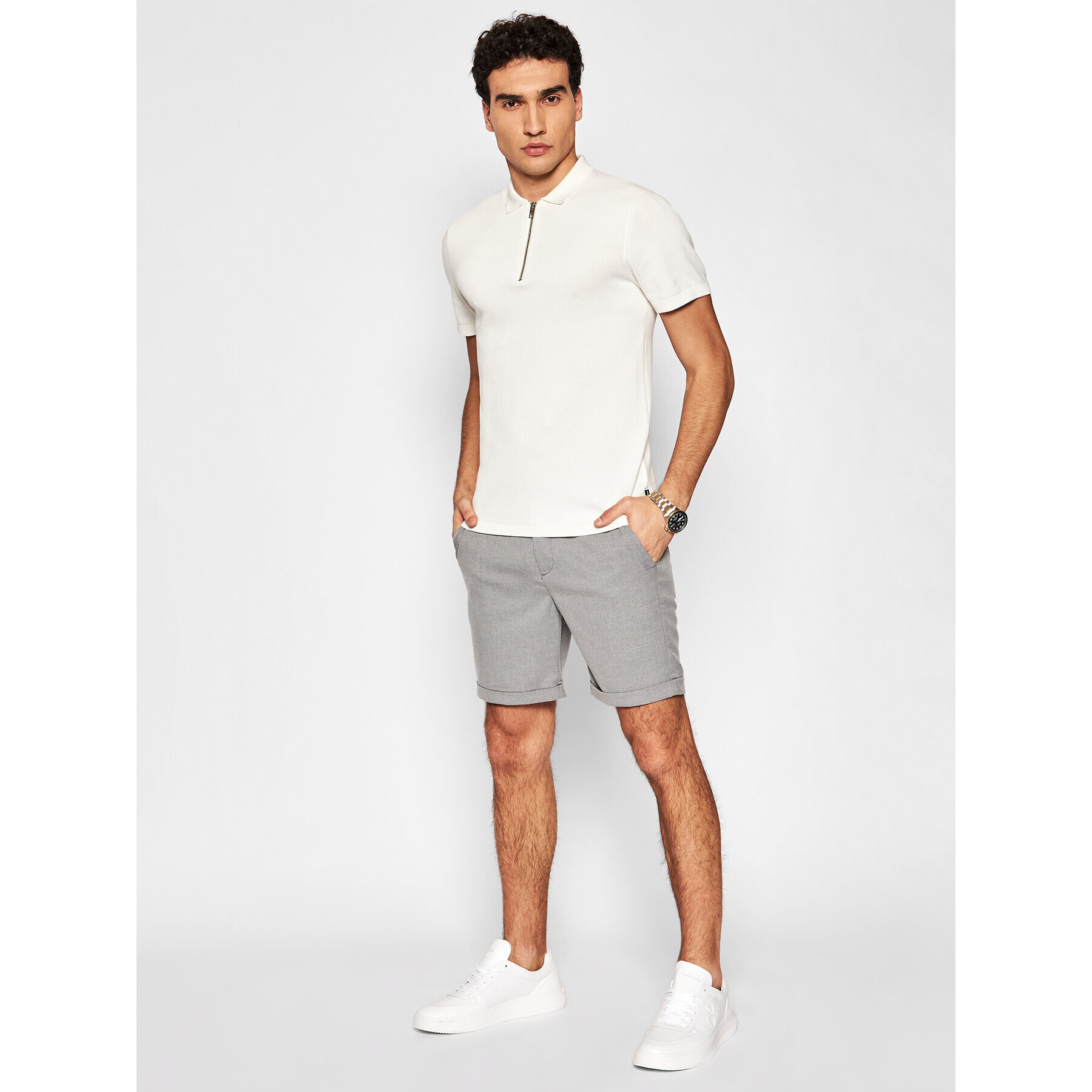 Jack&Jones Šortky z materiálu Connor 12186937 Šedá Regular Fit - Pepit.cz