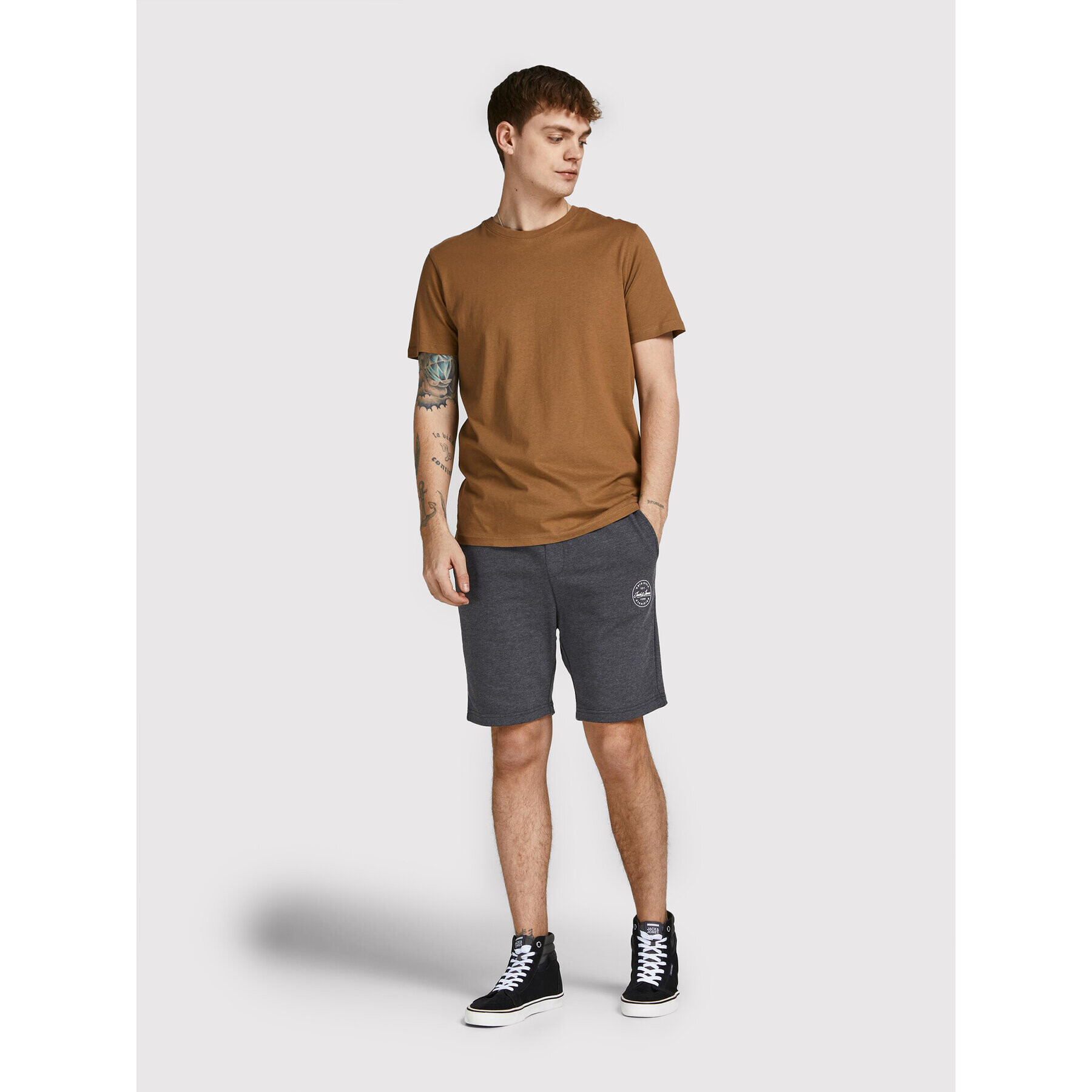 Jack&Jones Sportovní kraťasy Shark 12182595 Šedá Regular Fit - Pepit.cz