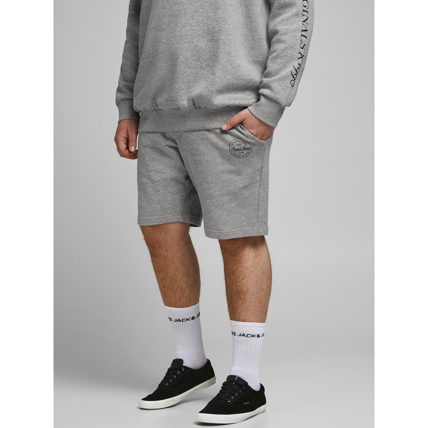 Jack&Jones Sportovní kraťasy Shark 12187092 Šedá Regular Fit - Pepit.cz