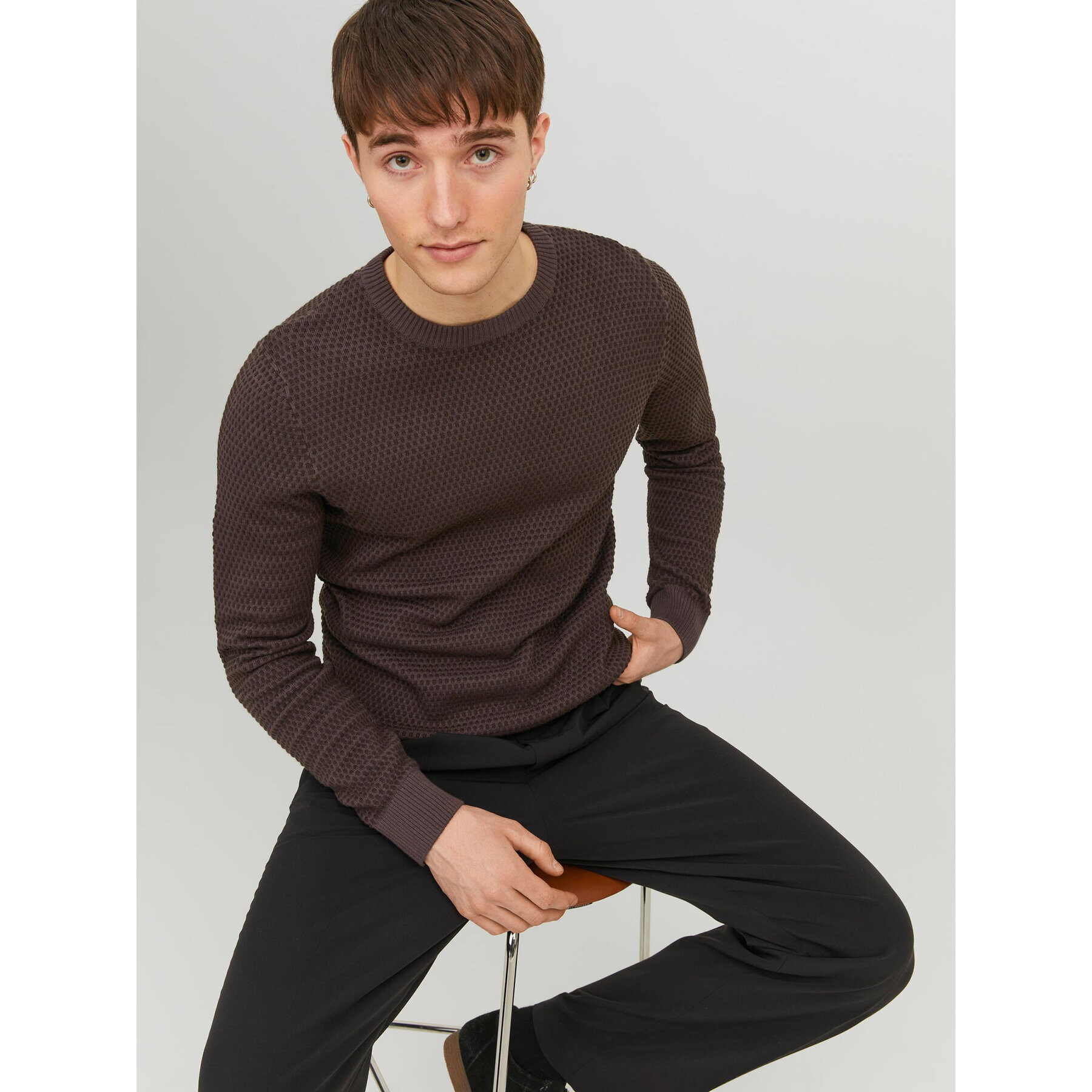 Jack&Jones Svetr 12212816 Hnědá Regular Fit - Pepit.cz