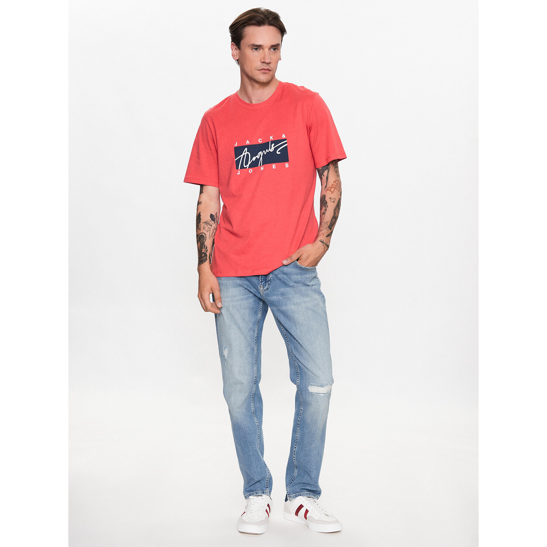 Jack&Jones T-Shirt Joshua 12228254 Červená Standard Fit - Pepit.cz