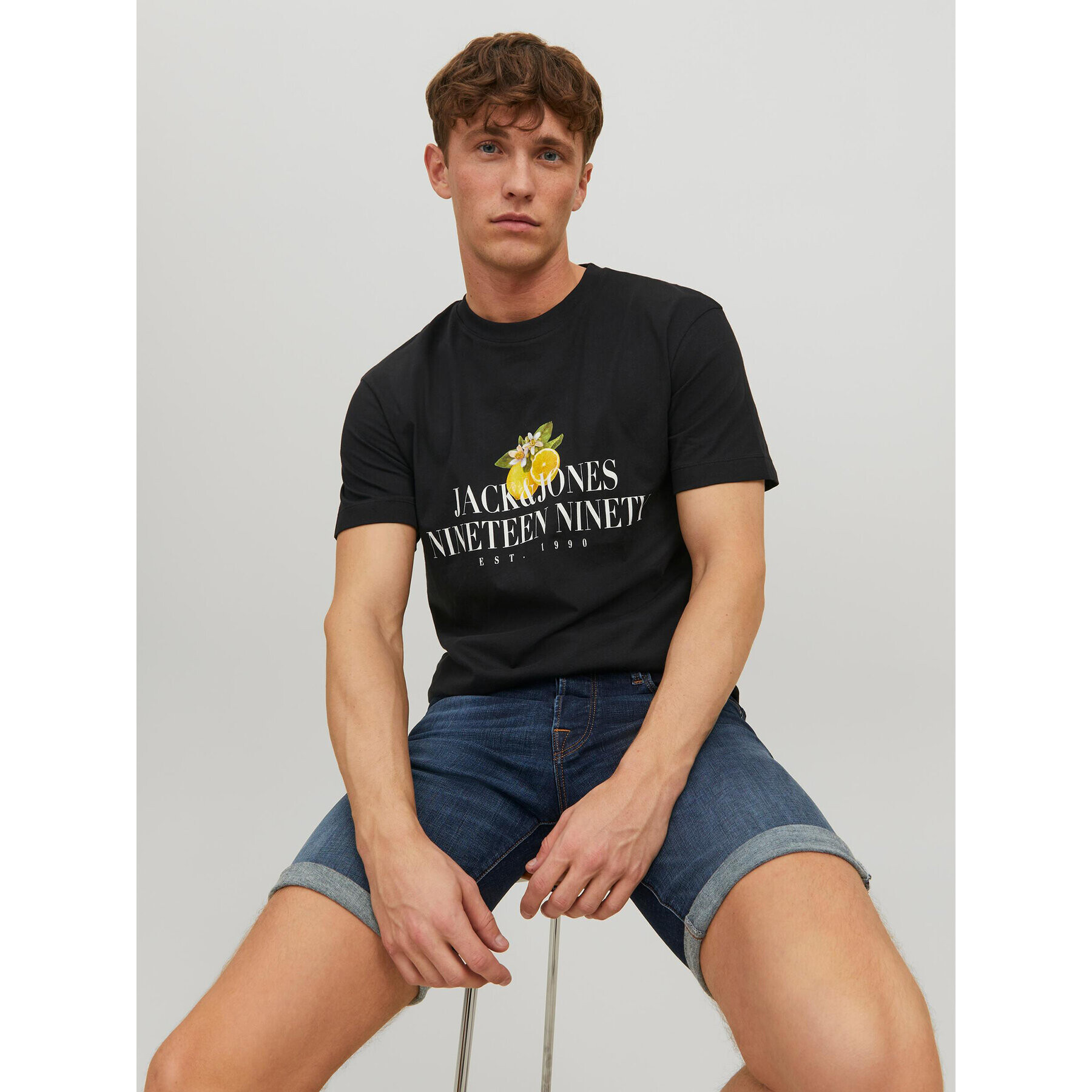 Jack&Jones T-Shirt Flores 12228775 Černá Relaxed Fit - Pepit.cz