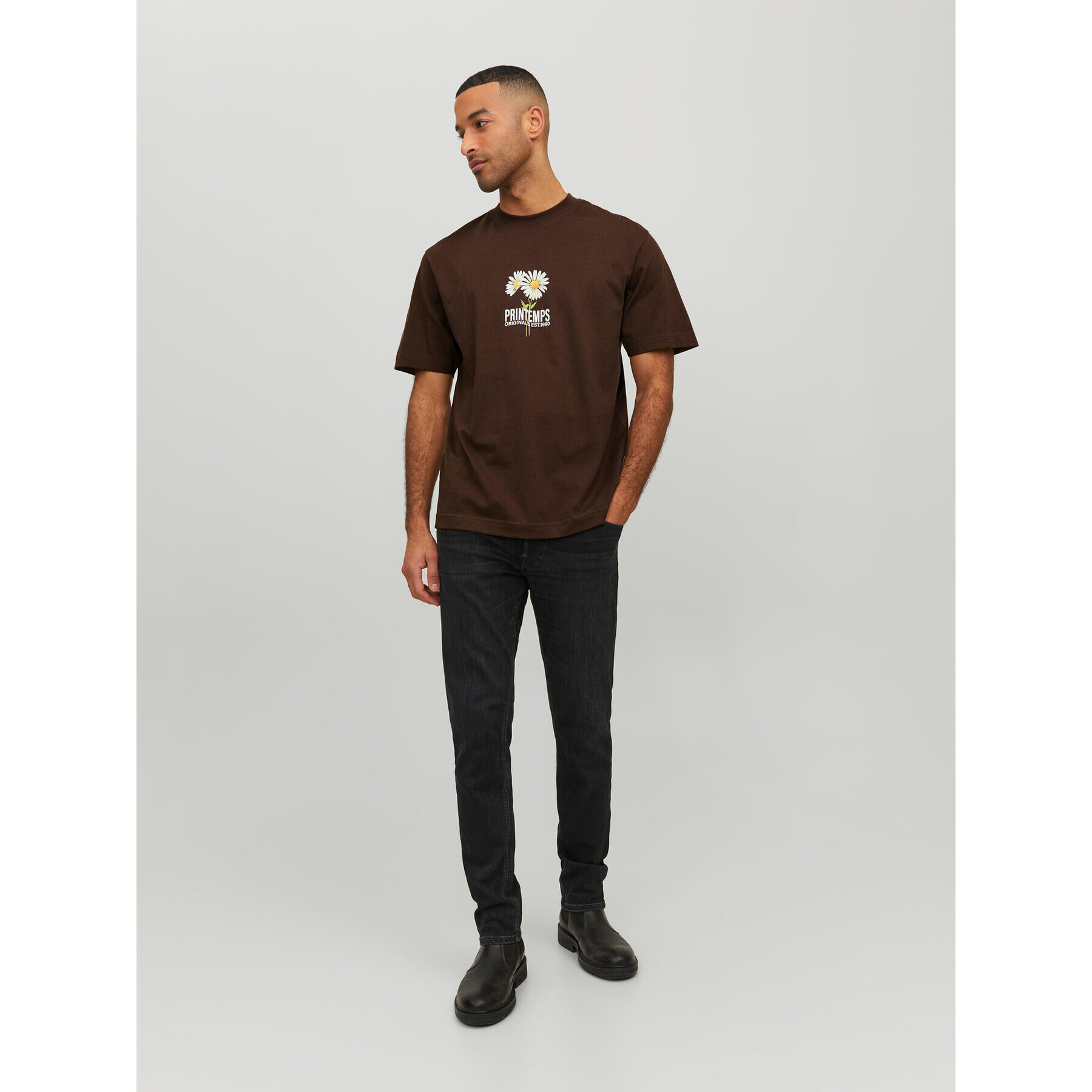 Jack&Jones T-Shirt Flores 12228776 Hnědá Loose Fit - Pepit.cz