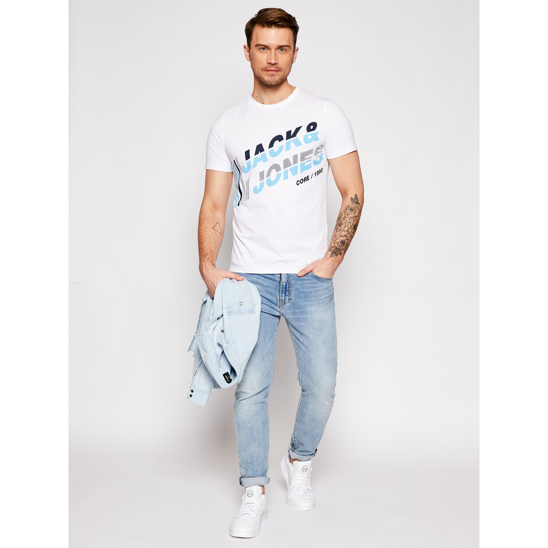 Jack&Jones T-Shirt Alpha 12188038 Bílá Slim Fit - Pepit.cz