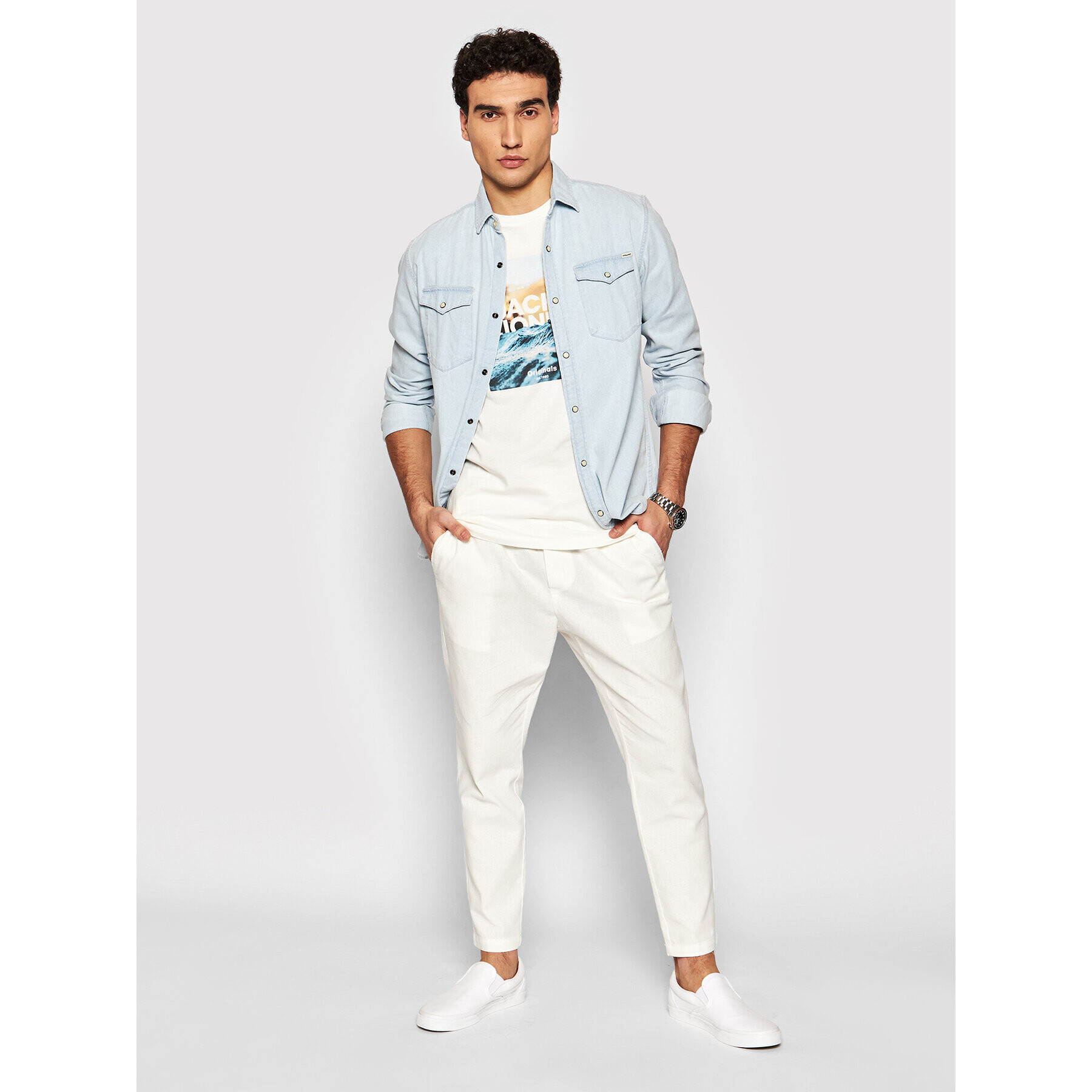 Jack&Jones T-Shirt Azure 12189032 Bílá Regular Fit - Pepit.cz