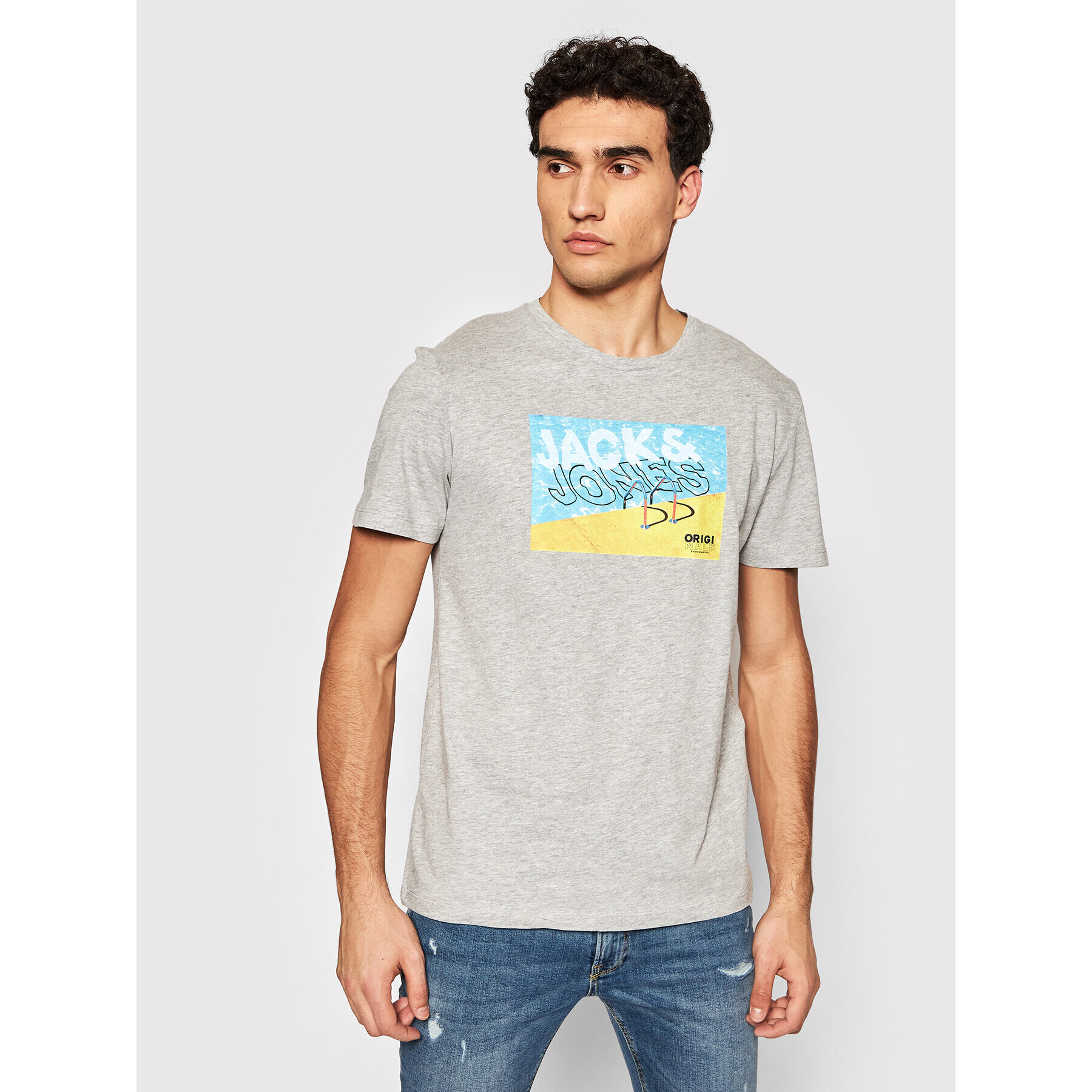 Jack&Jones T-Shirt Azure 12189032 Šedá Regular Fit - Pepit.cz